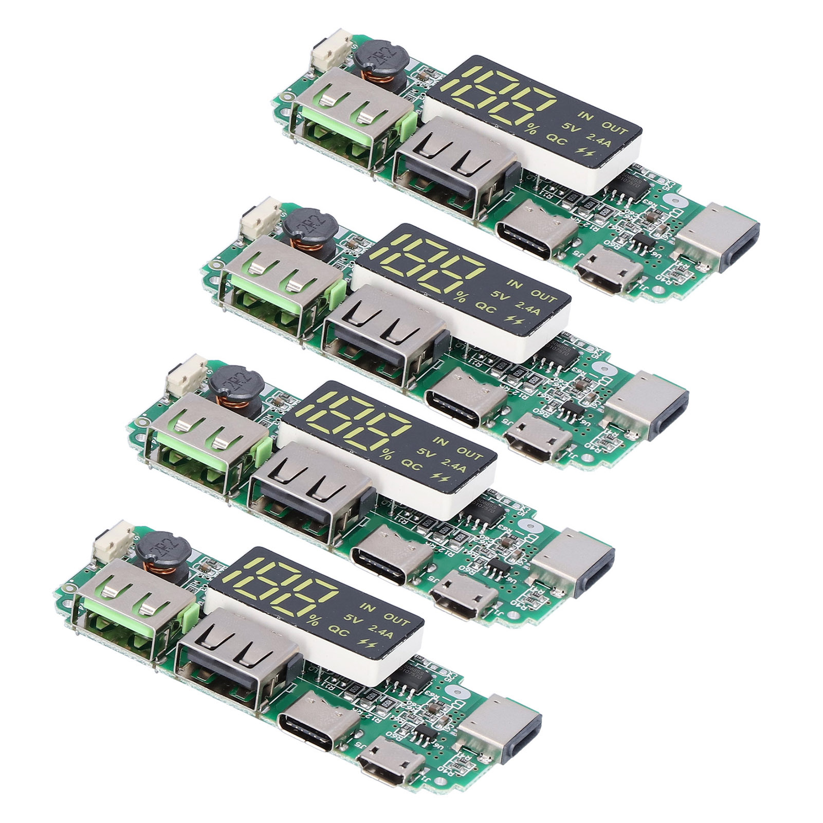 4 Stück Mobile Powerbank-ladeplatinen Mit Zwei Usb-anschlüssen (5 V, 2,4 A) Und Überladeschutz