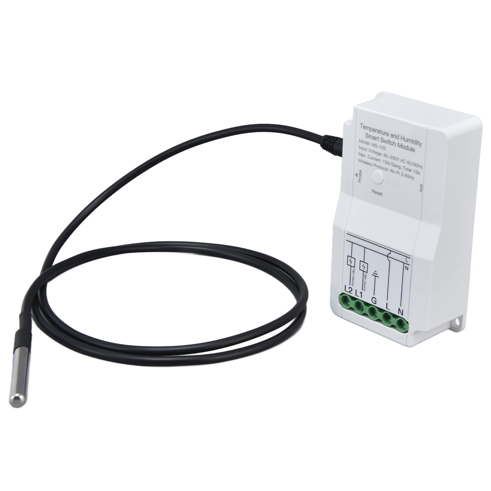 Wlan-temperatur- Und Feuchtigkeitsschaltermodul Mit Zwei Relaisausgängen Und Temperaturfühler (90–250 V) Für Die Tuya Smart App