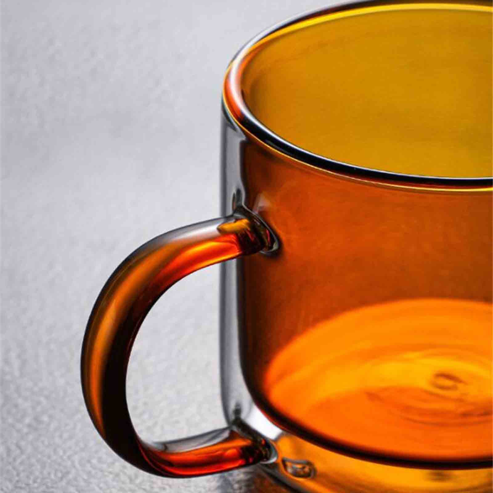 Doppelwandiger, Isolierter Glasbecher, Farbenfroher, Transparenter Becher Mit Henkel, Kaffeetasse
