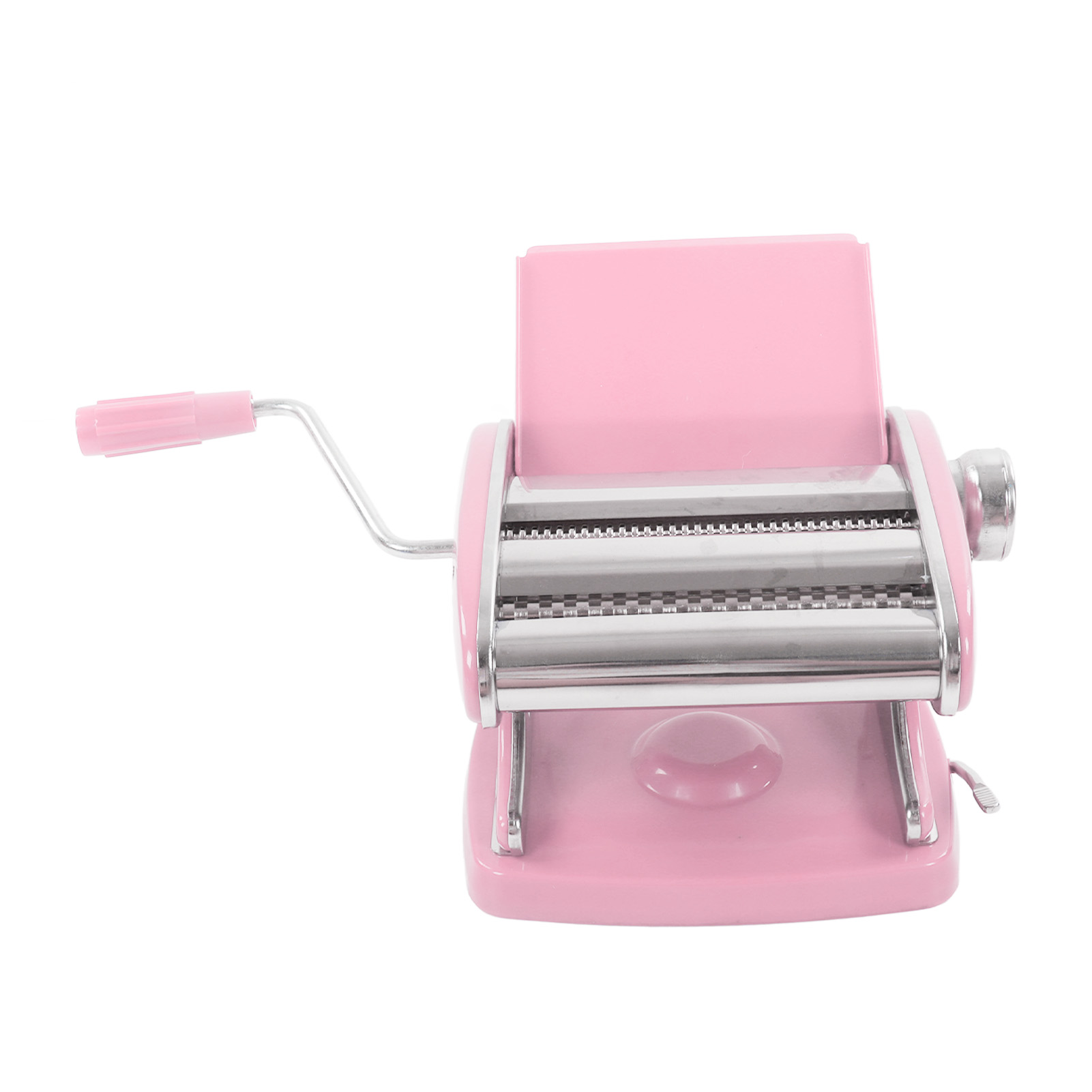 Nudelmaschine Mit Saugnapf, Kleine, Multifunktionale Edelstahlmaschine Zur Manuellen Nudelherstellung. Inklusive Rosa Saugnapf Und 2 Messern.