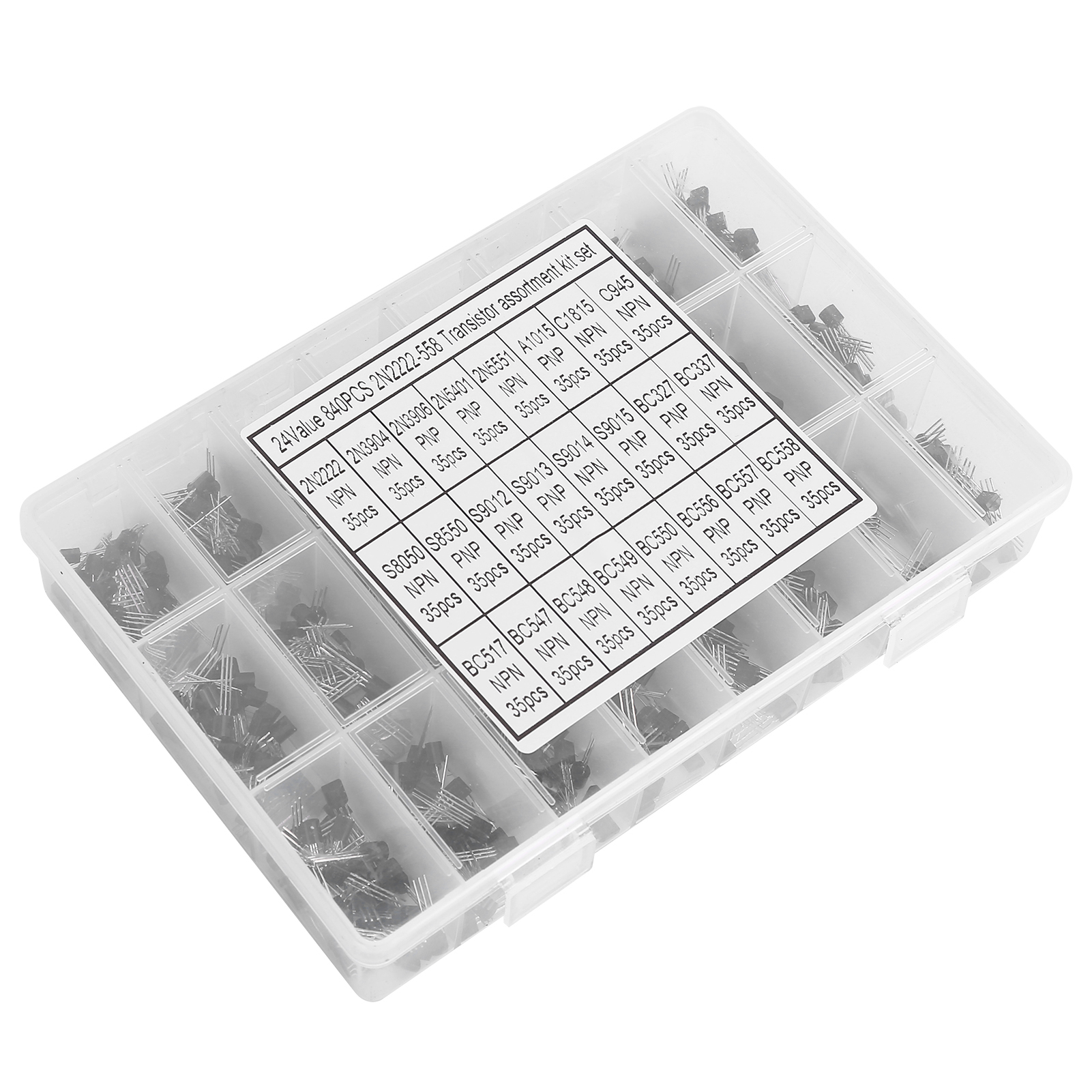840 Stück Inline-transistoren To92 Npn Kleinleistungstransistoren Kit Box 2n2222abc558