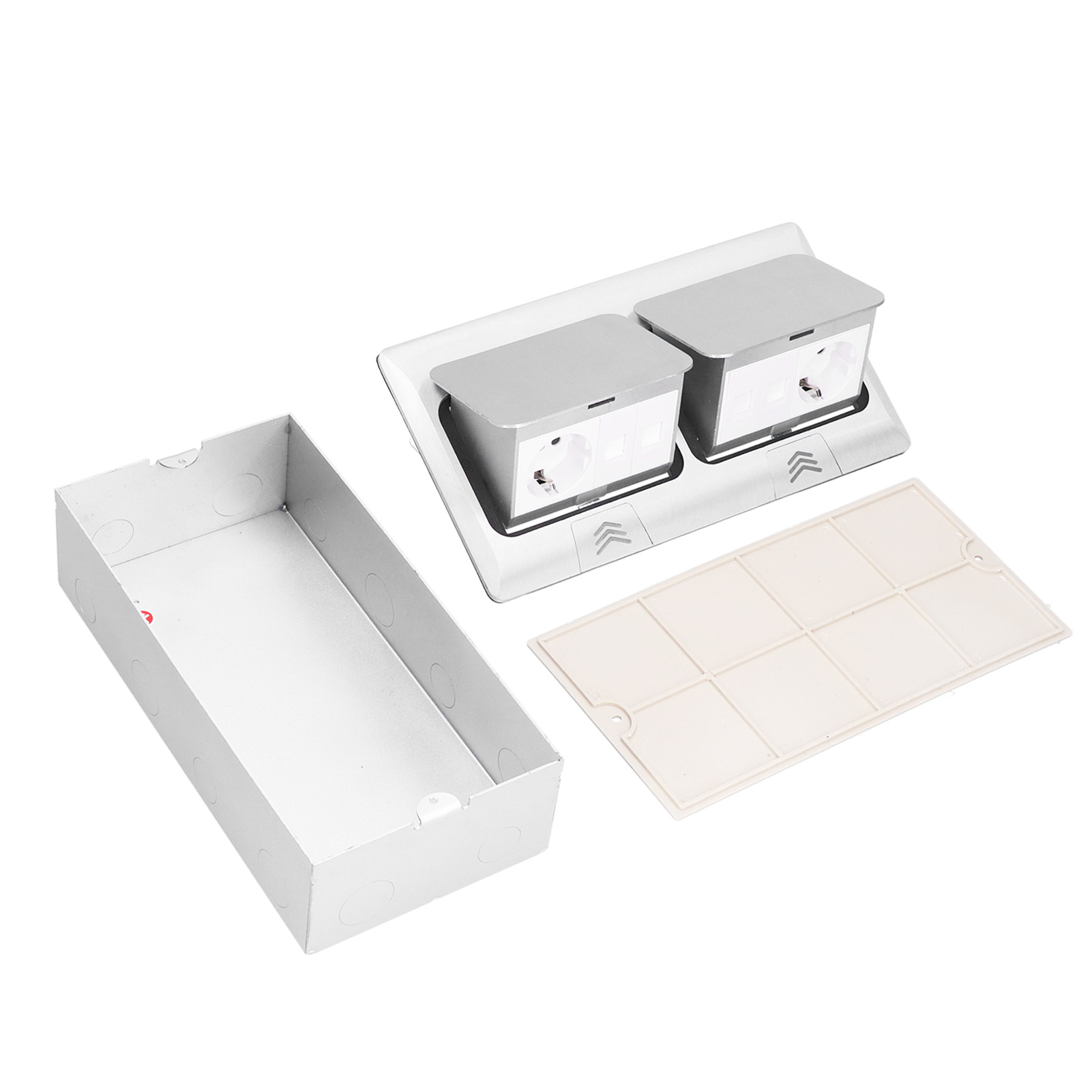 Bodensteckdosen-einbau-abdeckkasten-set Mit Mehreren Löchern Für Stromzubehör, 250 V, 16 A, Schnellmontage