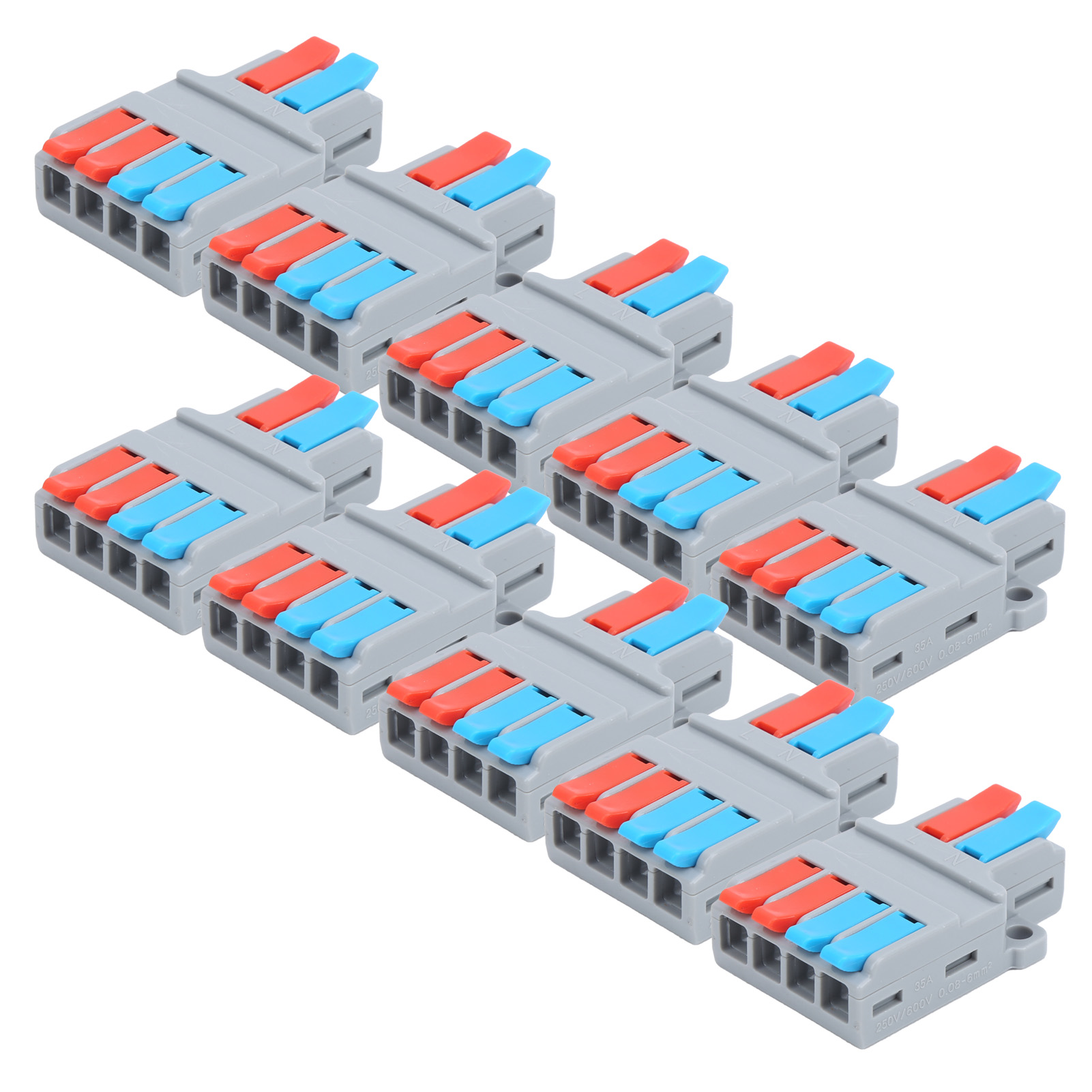 10 Stück Kabelverbinder-klemmen, Multifunktional, 2 Eingänge, 4 Ausgänge, Schnellverdrahtungsanschluss Lt-624