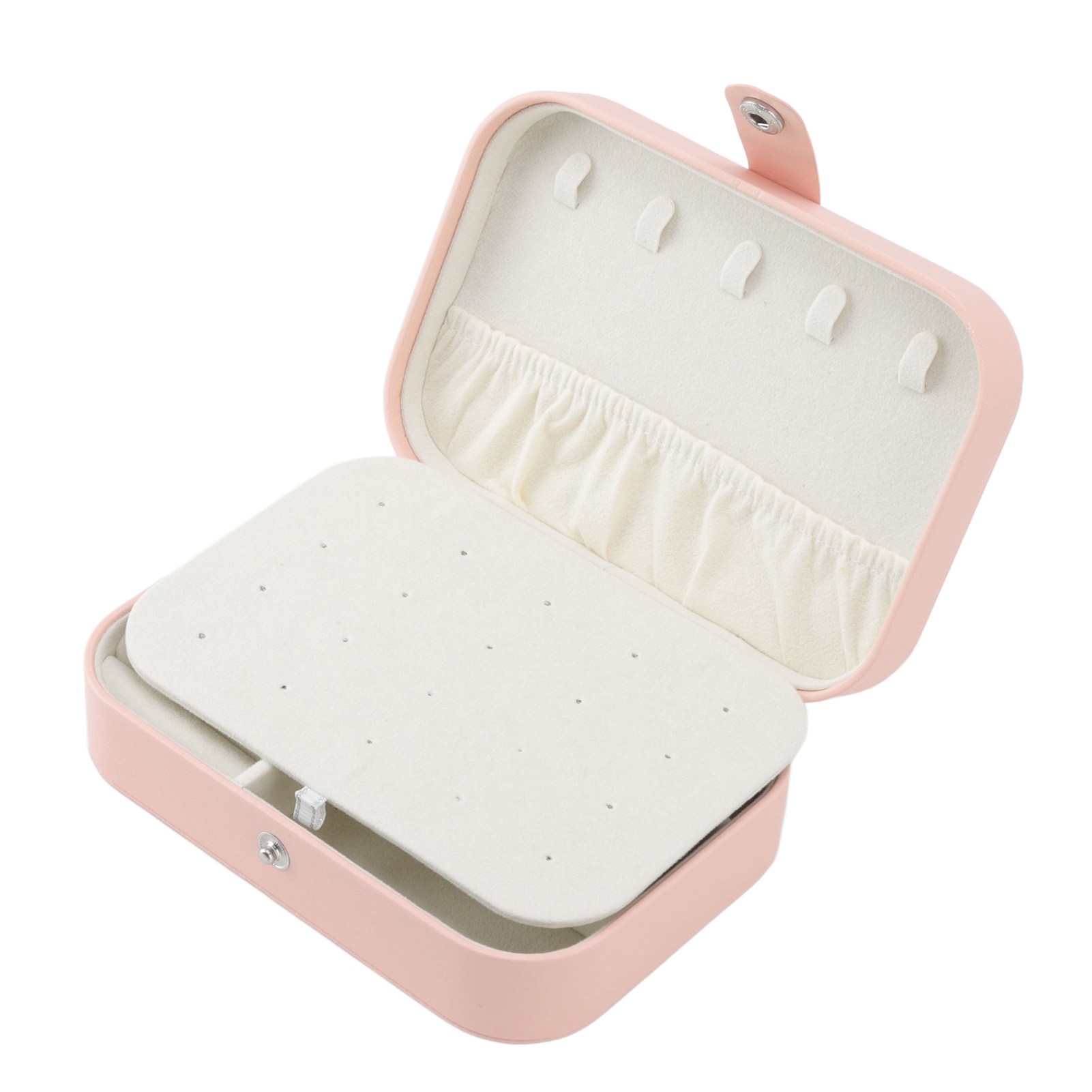 Elegante, Tragbare Schmuckschatulle Aus Rosafarbenem Leder Mit Schloss, Ideal Zur Aufbewahrung Von Halsketten, Ringen Und Ohrringen. Verstellbare Aufbewahrungsbox Für Reiseschmuck.