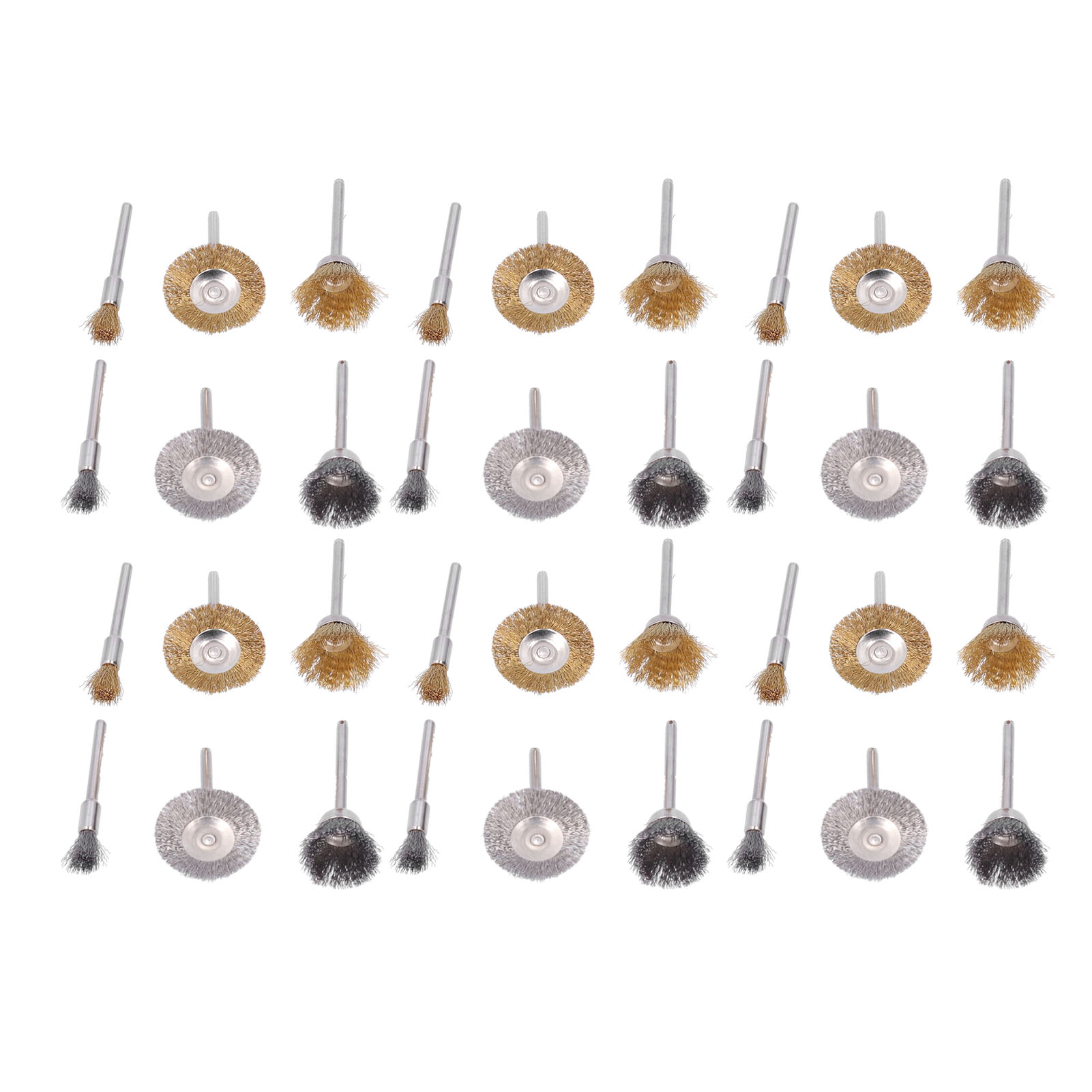 36-teiliges Set: Drahtpolierscheibe, Stift, Flache, Schalenförmige Stahldrahtbürste, Bürstenset, Zubehör