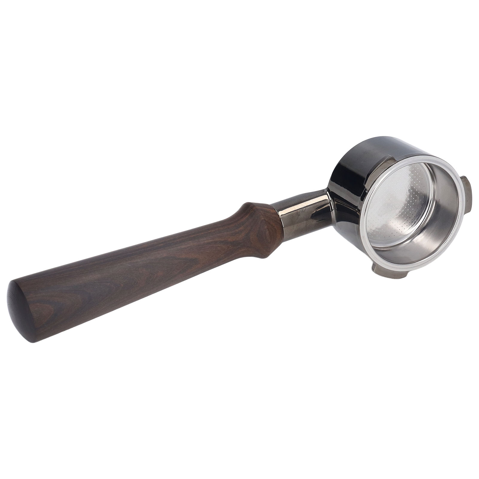 51 Mm Ergonomischer Kaffeefilterhalter Mit Schwarzem Rosenholzgriff, Bodenlos, Aus Zinklegierung, Für Kaffeemaschinen
