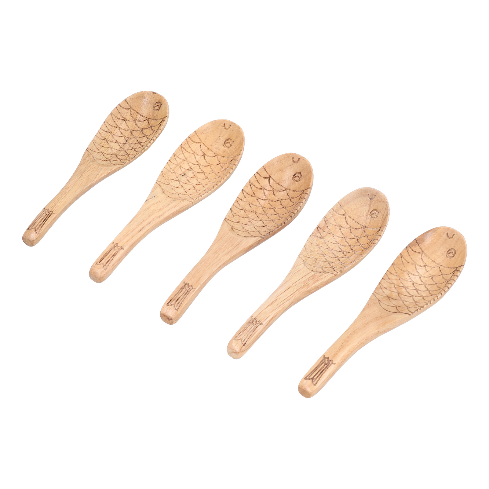 5-teiliges Set Fischförmiger, Geschnitzter Reislöffel/suppenlöffel – Jedes Jahr Ein Wertvolles Geschenk.