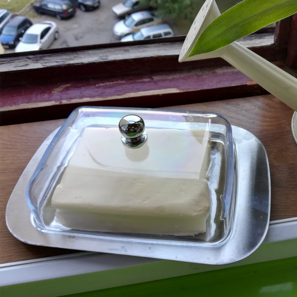 Butterdose Aus Edelstahl Mit Transparentem Deckel