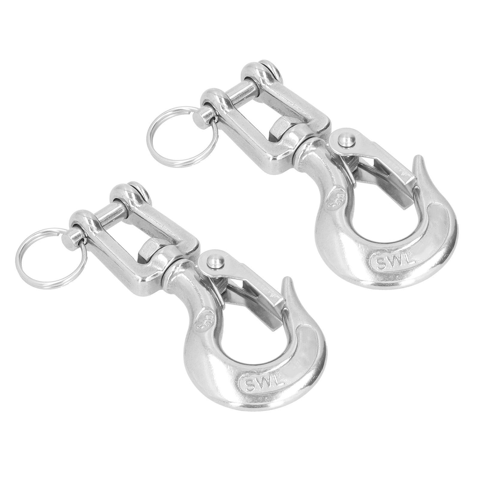 2 Stück Hebekettenhaken Aus Edelstahl 304 Mit Sicherheitsverriegelung (1/2 (1500 Kg) )