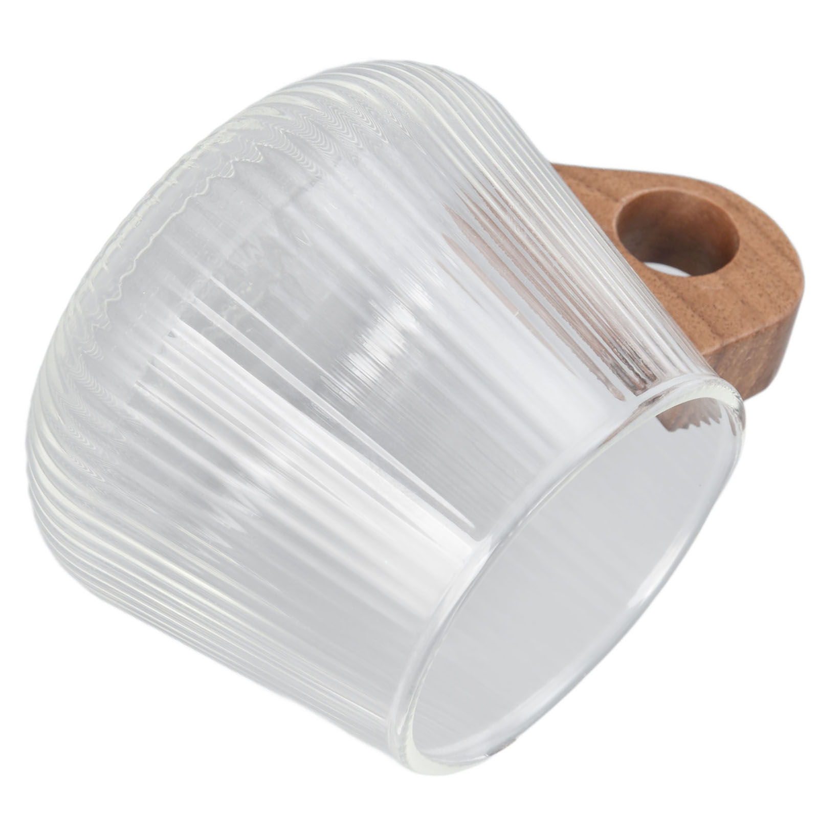 Kaffeeglas Mit Vertikaler Maserung, Ideal Für Reisen, Zuhause, Küche, Restaurant, Whisky Und Kaffee, Mit Holzgriff, 450 Ml