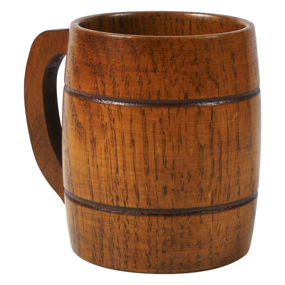 350 Ml Vintage-bierkrug Aus Holz Mit Henkel, Großes Fassungsvermögen
