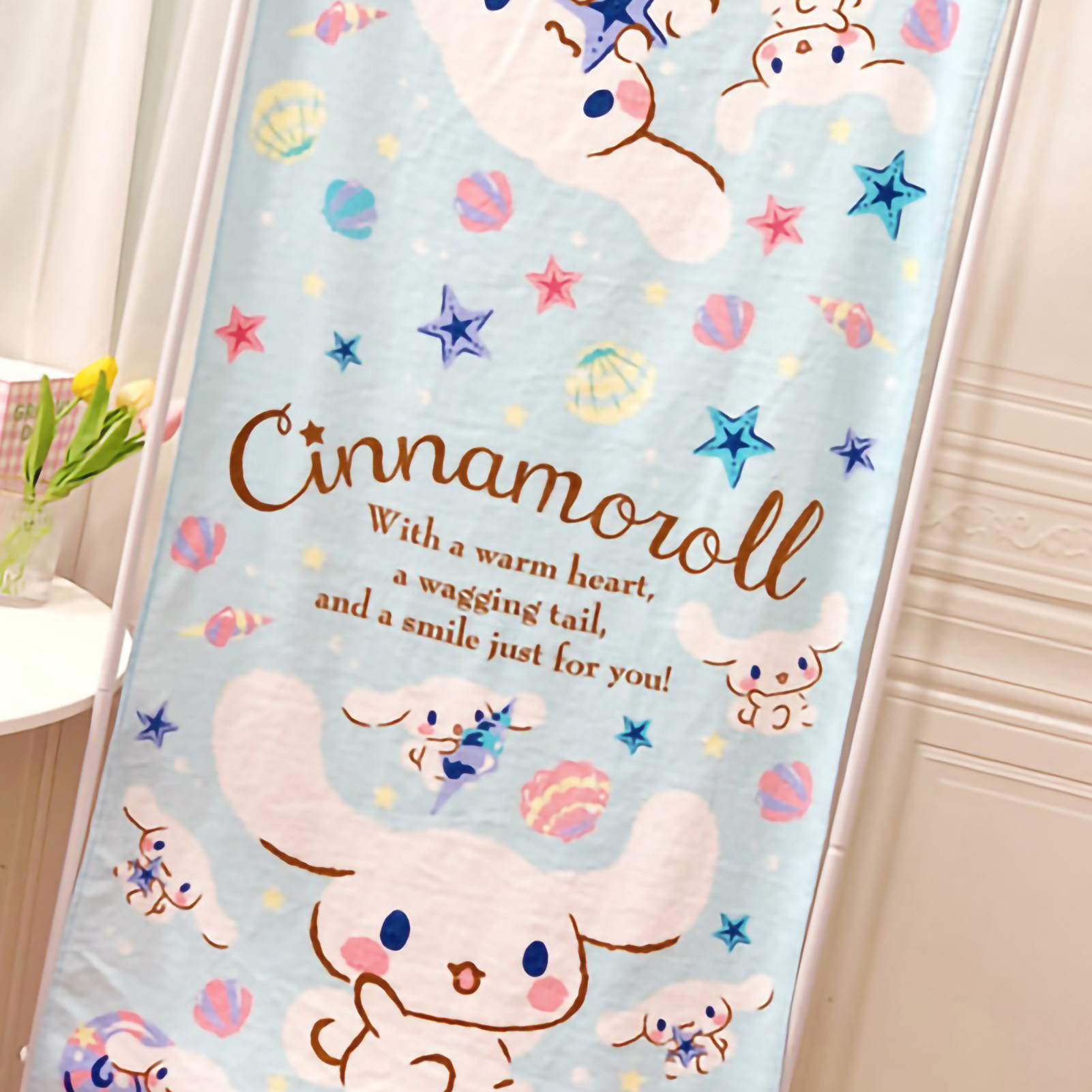 Kinderbadetuch Mit Cartoon-motiv, Weich, Aus Farbechter Baumwolle, Ideal Für Strand Und Kleinkinder. Weißes Welpen-ozean-muster, 120 X 60 Cm.