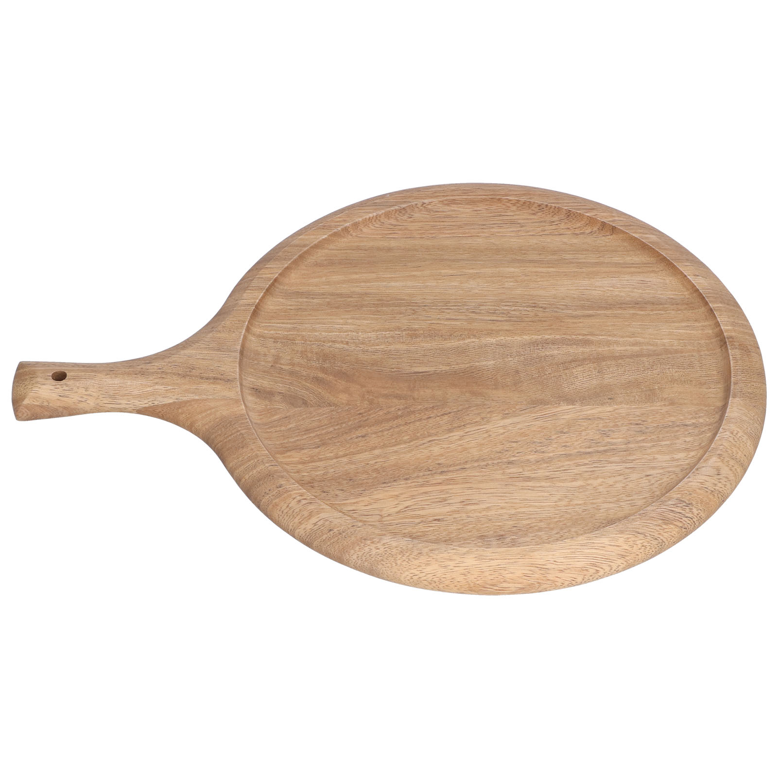 Robustes Rundes Servierbrett Aus Holz Mit Griff, Ideal Als Pizzatablett, Brotteller Oder Speiseteller Für Restaurants Und Hotels.