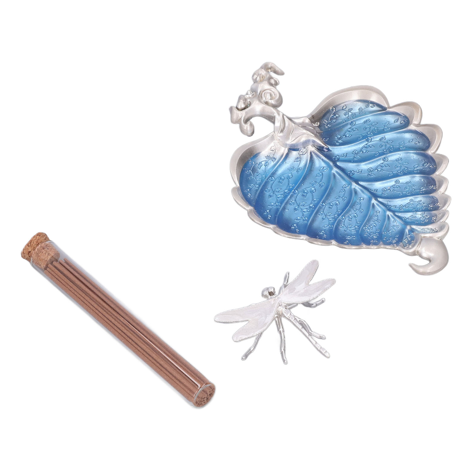 Räucherstäbchenhalter Mit Bodhi-blatt-motiv, Verziert Mit Einem Teller Für Wohnzimmerdekoration, Geschenkidee, Bodhi-blatt Silber 037