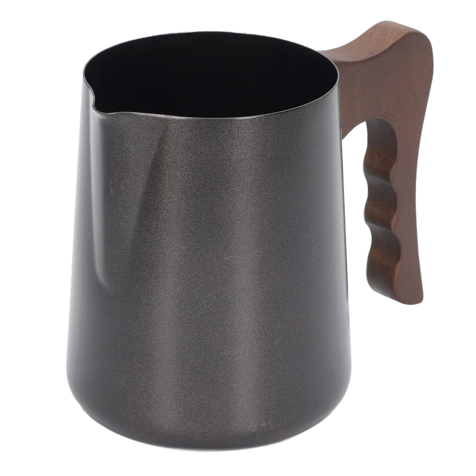 600-ml-kaffeekanne Aus Edelstahl Mit Buchenholzgriff, Adlermund-auslauf, Kaffeeaufschäumbecher Und Braunem Griff