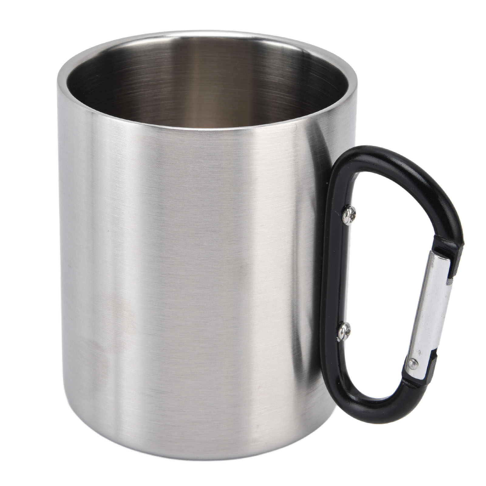 Edelstahlbecher 360 Ml, Doppelwandig, Komfortabler Griff, Glänzende Oberfläche, Hochwertiger Und Langlebiger Edelstahl-kaffeebecher, Schwarzer Griff