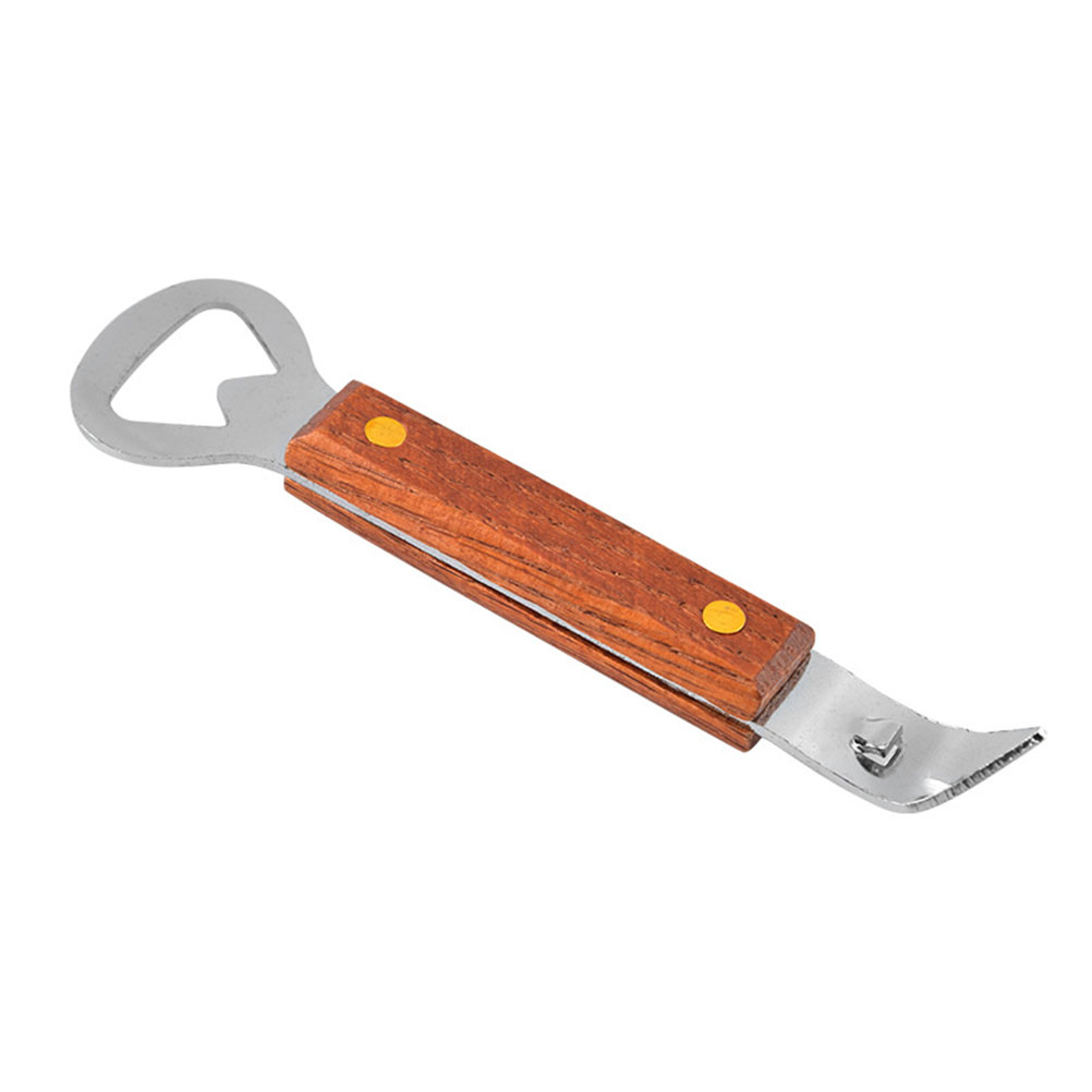 2 Stück Dosenöffner, Flaschenöffner Und Bierflaschenöffner Aus Edelstahl Mit Holzgriff