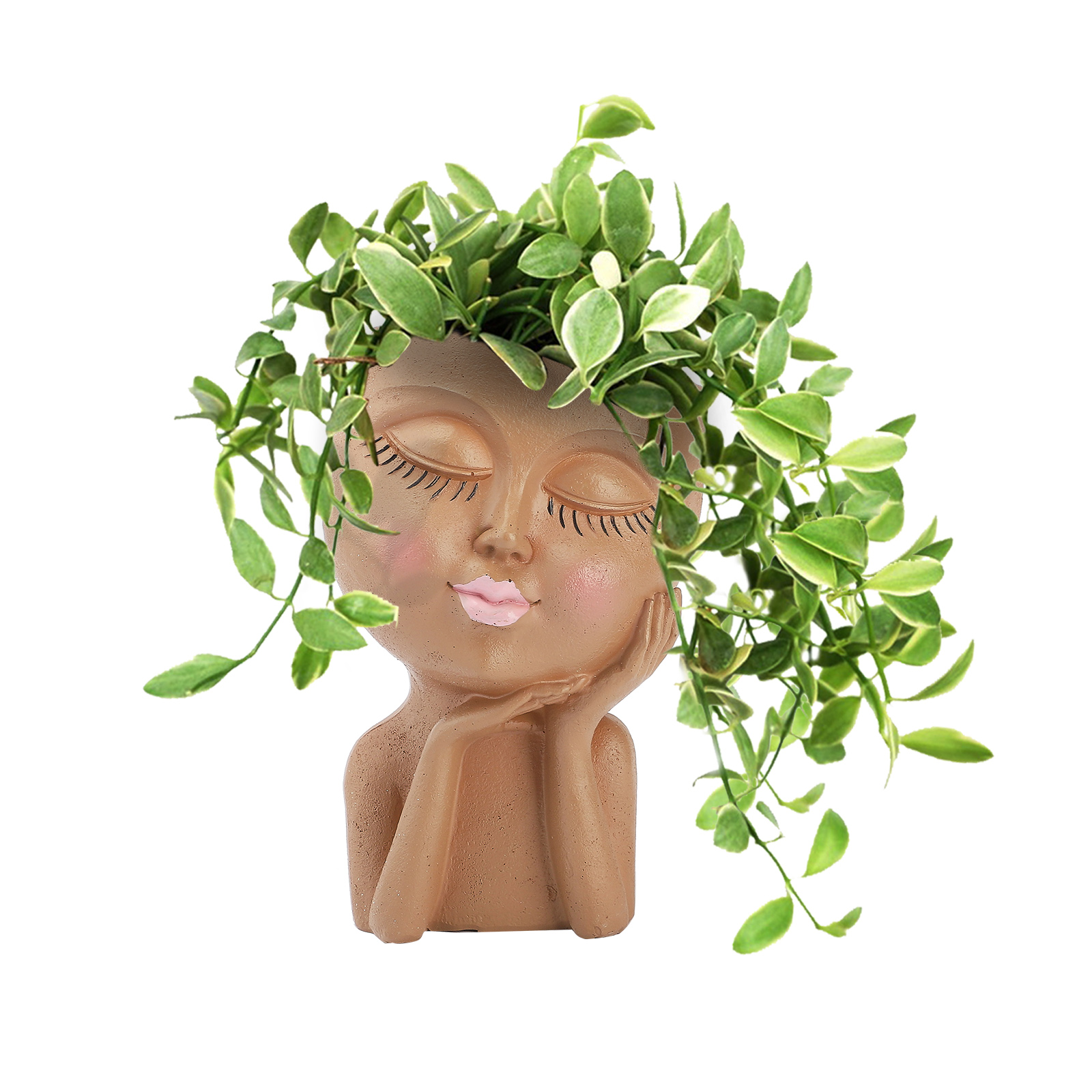 Schaufensterpuppe Aus Kunstharz, Wange Auf Einem Blumentopf Ruhend, Gesicht