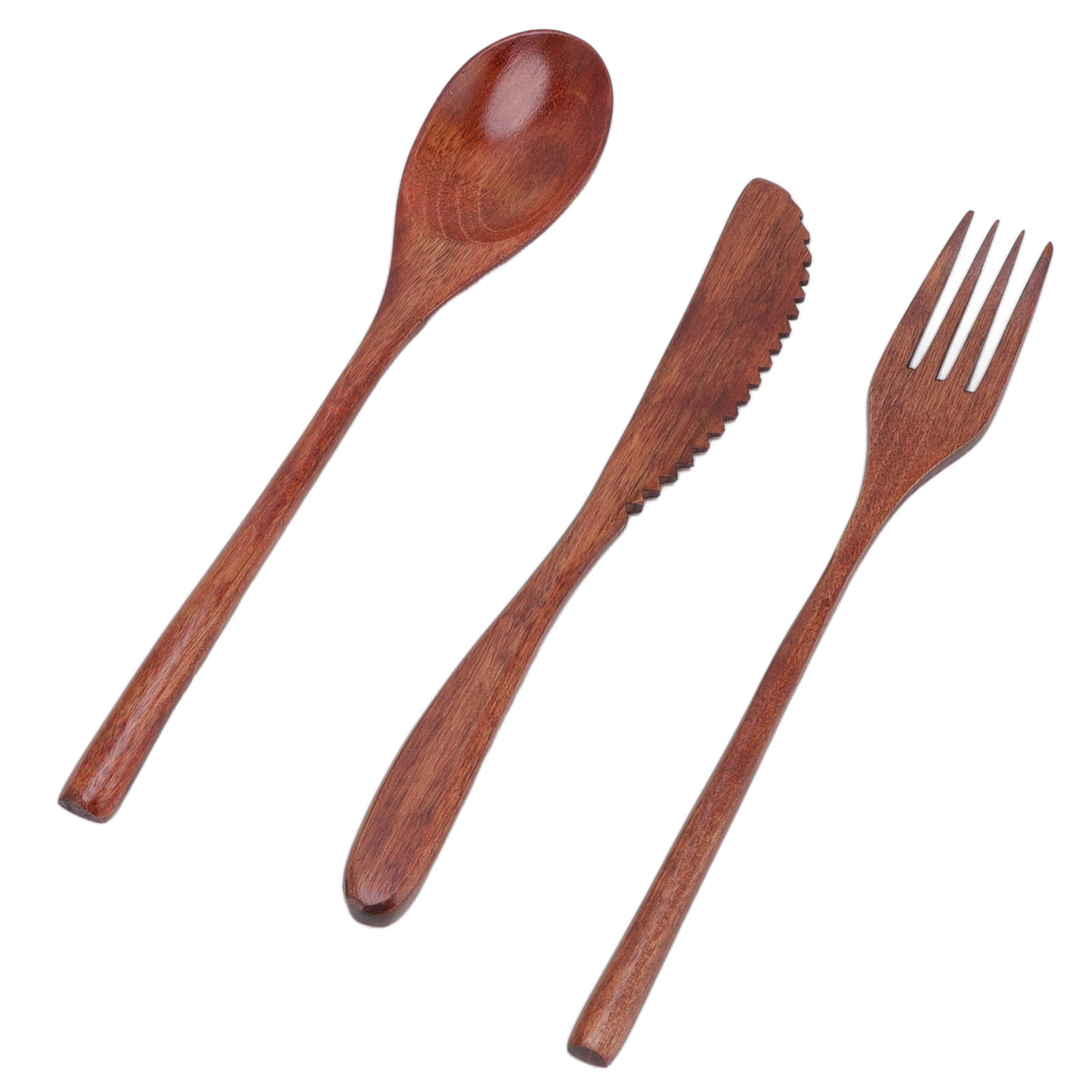 Kratzfestes, Tragbares Holzbesteckset Bestehend Aus Löffel, Gabel Und Messer, Inklusive Box, Ideal Für Desserts, Salate Und Nudeln.