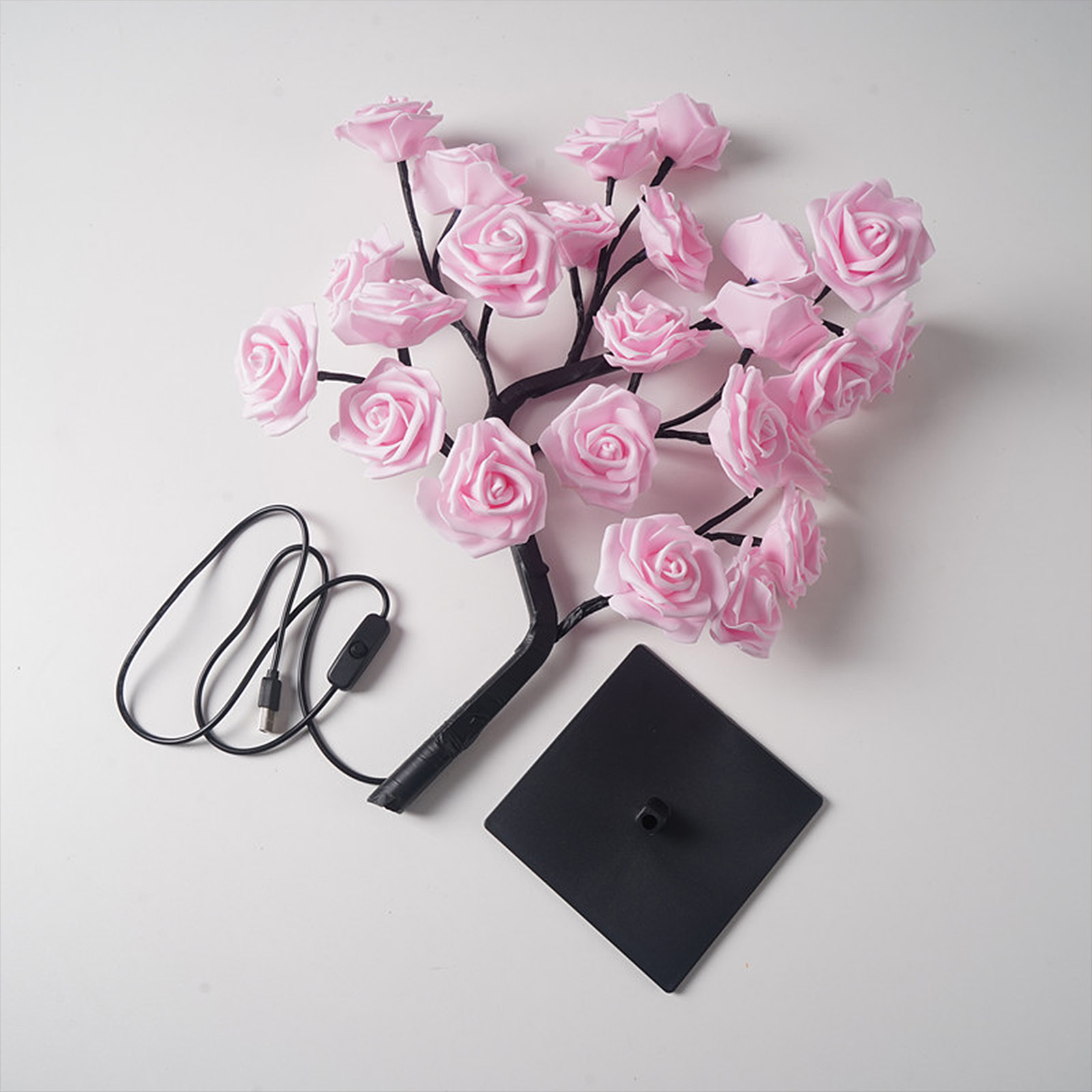 Abnehmbarer Kunststofffuß, Usb-schalter, Led-simulationsrosen-dekorations-nachtlicht