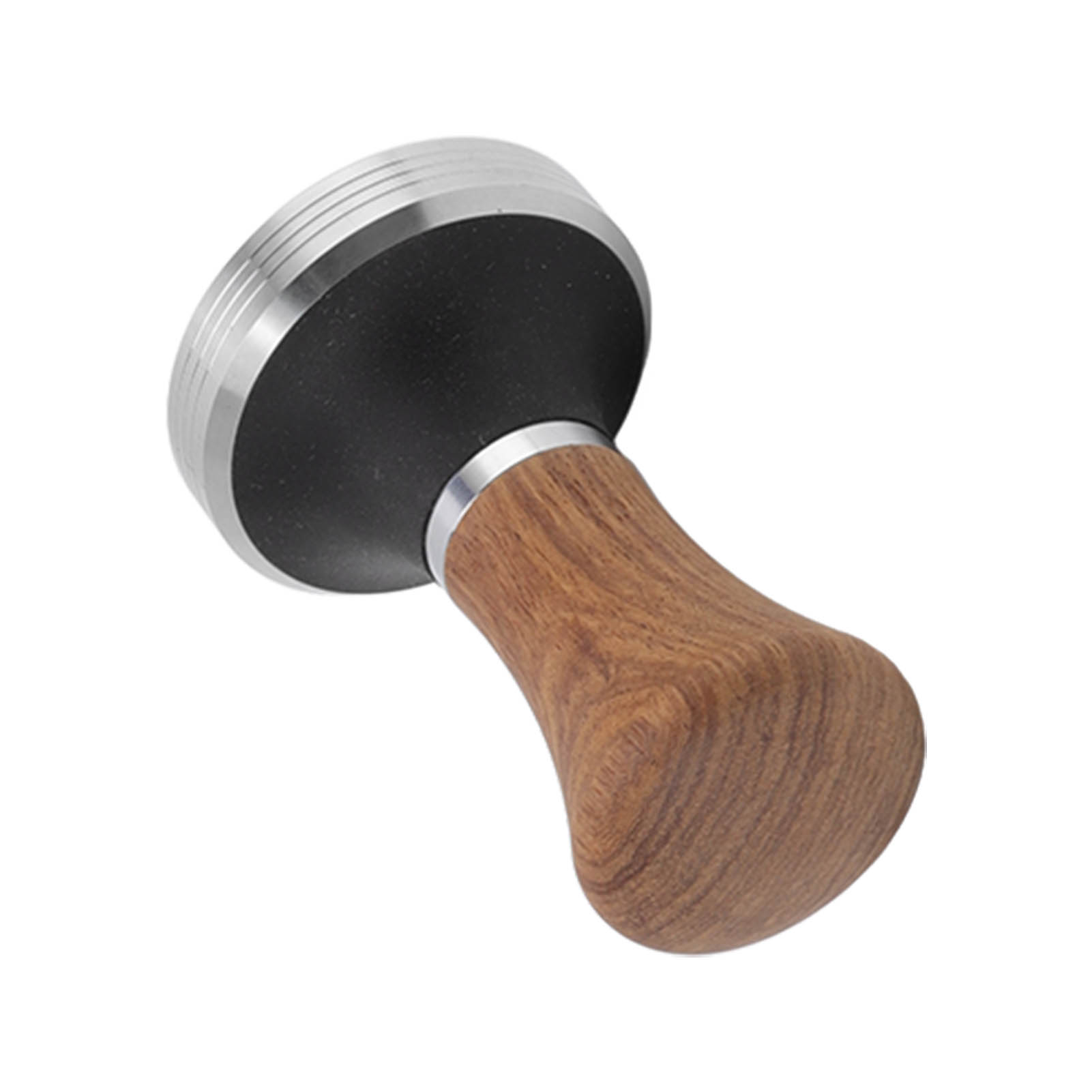 Kaffeetamper Aus Edelstahl Mit Flachem Boden Und Holzgriff, 58 Mm / 2,3 Zoll