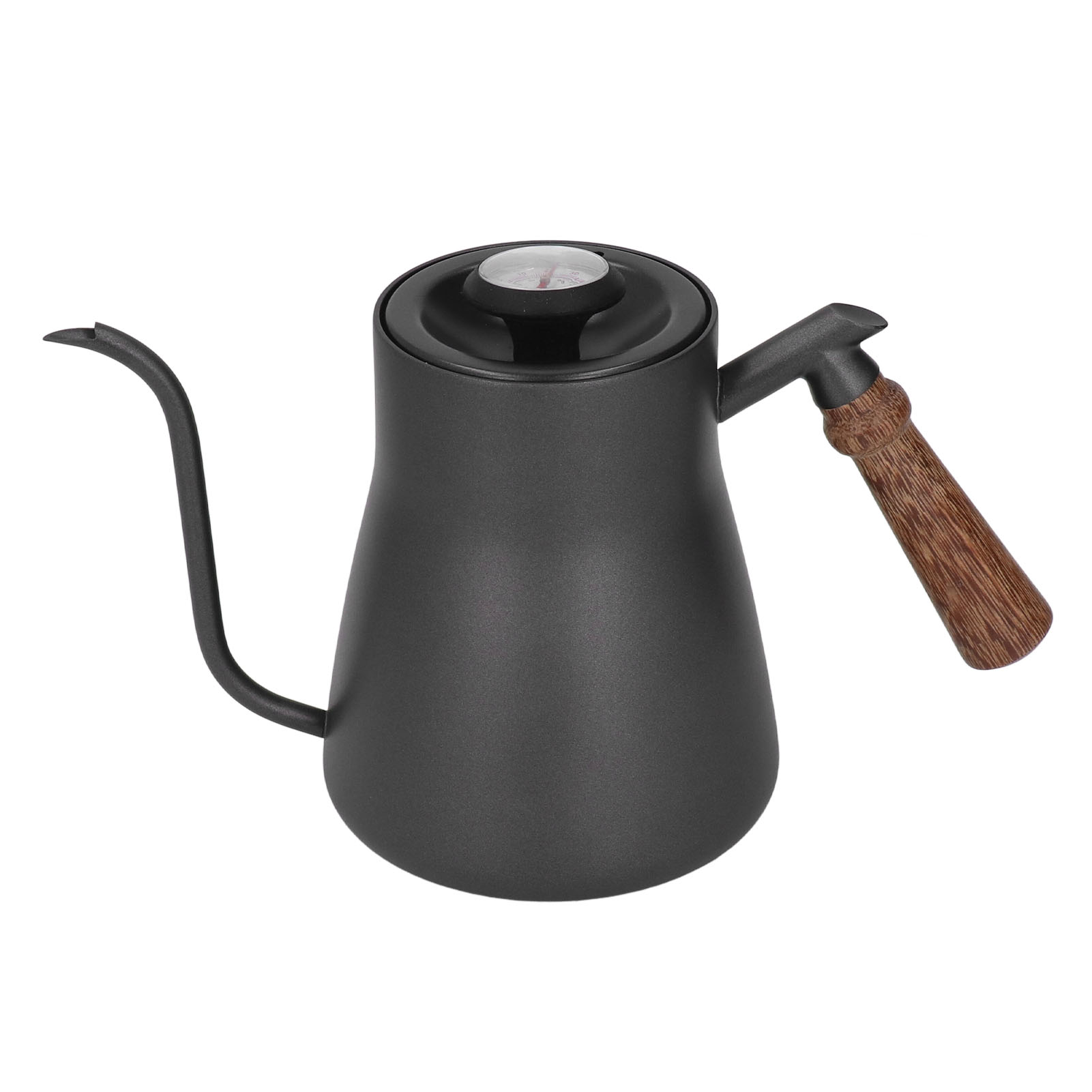 850-ml-kaffeekessel Mit Thermometer, Edelstahl-kaffeekanne Mit Schwanenhals Und Holzgriff