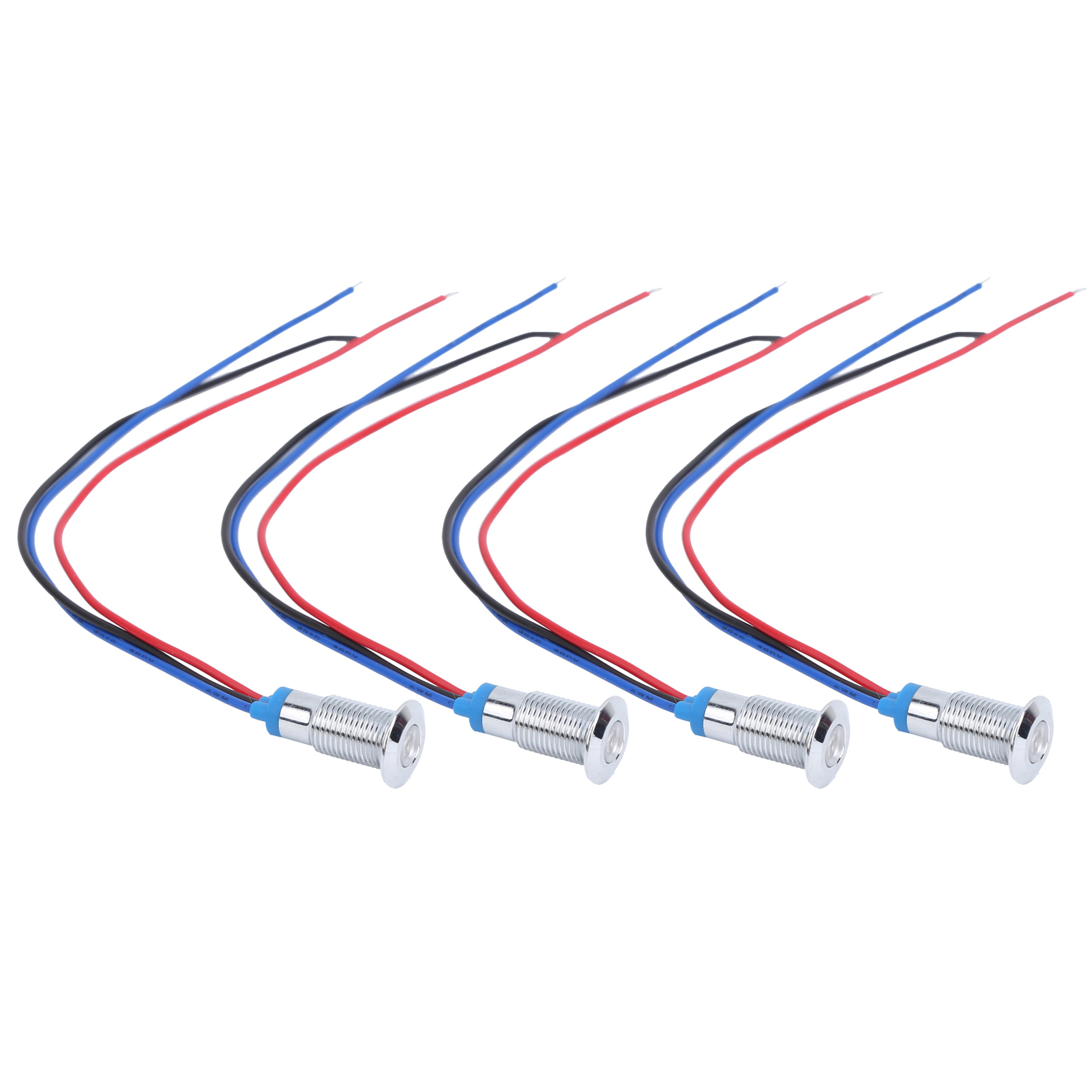 4 Sets Vorverdrahtete Runde Leds, Wasserdicht, 2-farbiges Signallicht, Gemeinsame Anode, 8 Mm, 36 V (rot Und Blau)