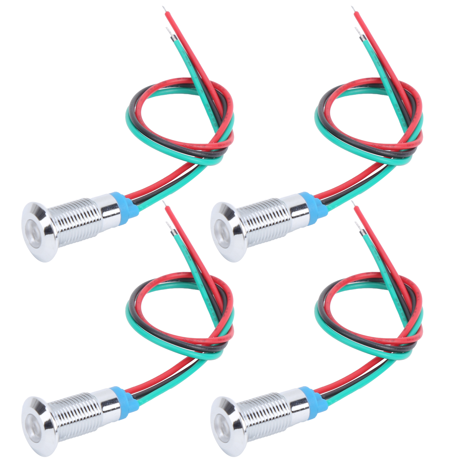 4 Sets Vorverdrahtete Runde Leds Wasserdicht 2-farben-signalleuchte Gemeinsame Anode 8mm 36v (rot Und Grün)