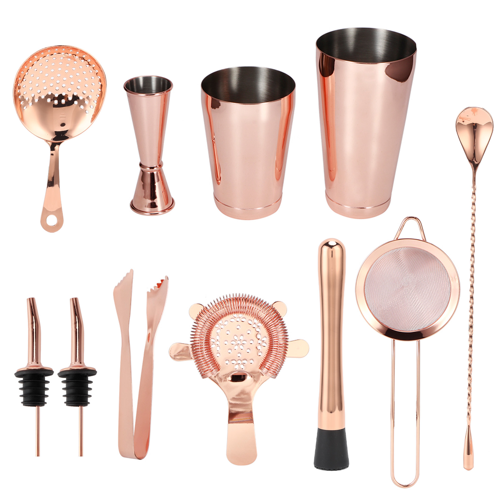 11-teiliges Cocktail-shaker-set, Barkeeper-set, Cocktailsieb, Edelstahl-barzubehör Für Zuhause Und Partys, Roségold