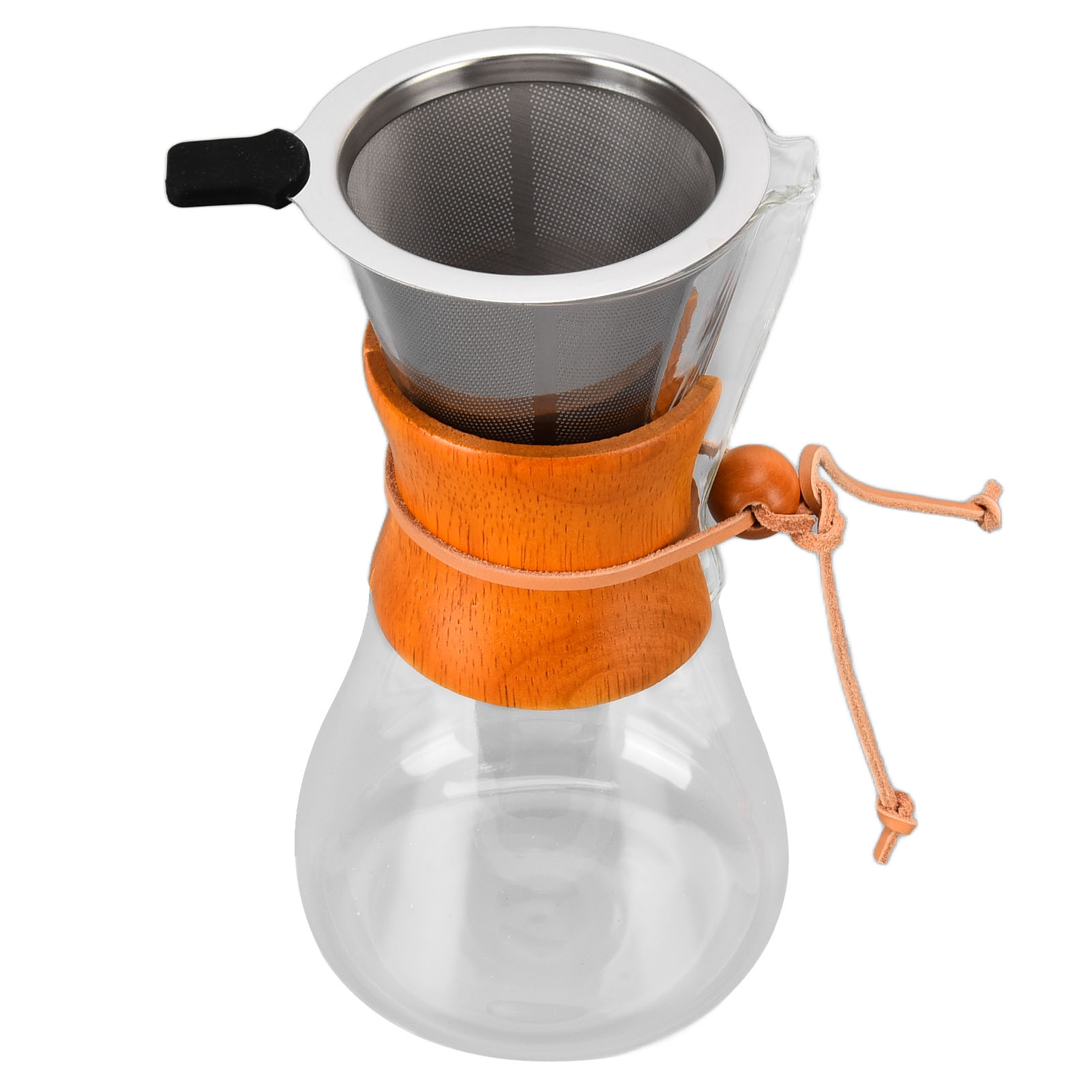 550 Ml Filterkaffeemaschine Aus Hitzebeständigem Glas Mit Bambus-optik Für Zuhause, Büro Oder Café