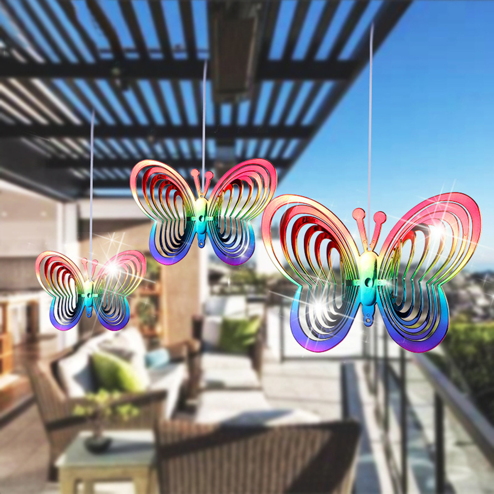 Windspiel Aus Kunststoff Mit Schmetterlingsmotiv, Reflektierend, Drehbar, Zum Aufhängen, Bringt Freude In Den Garten