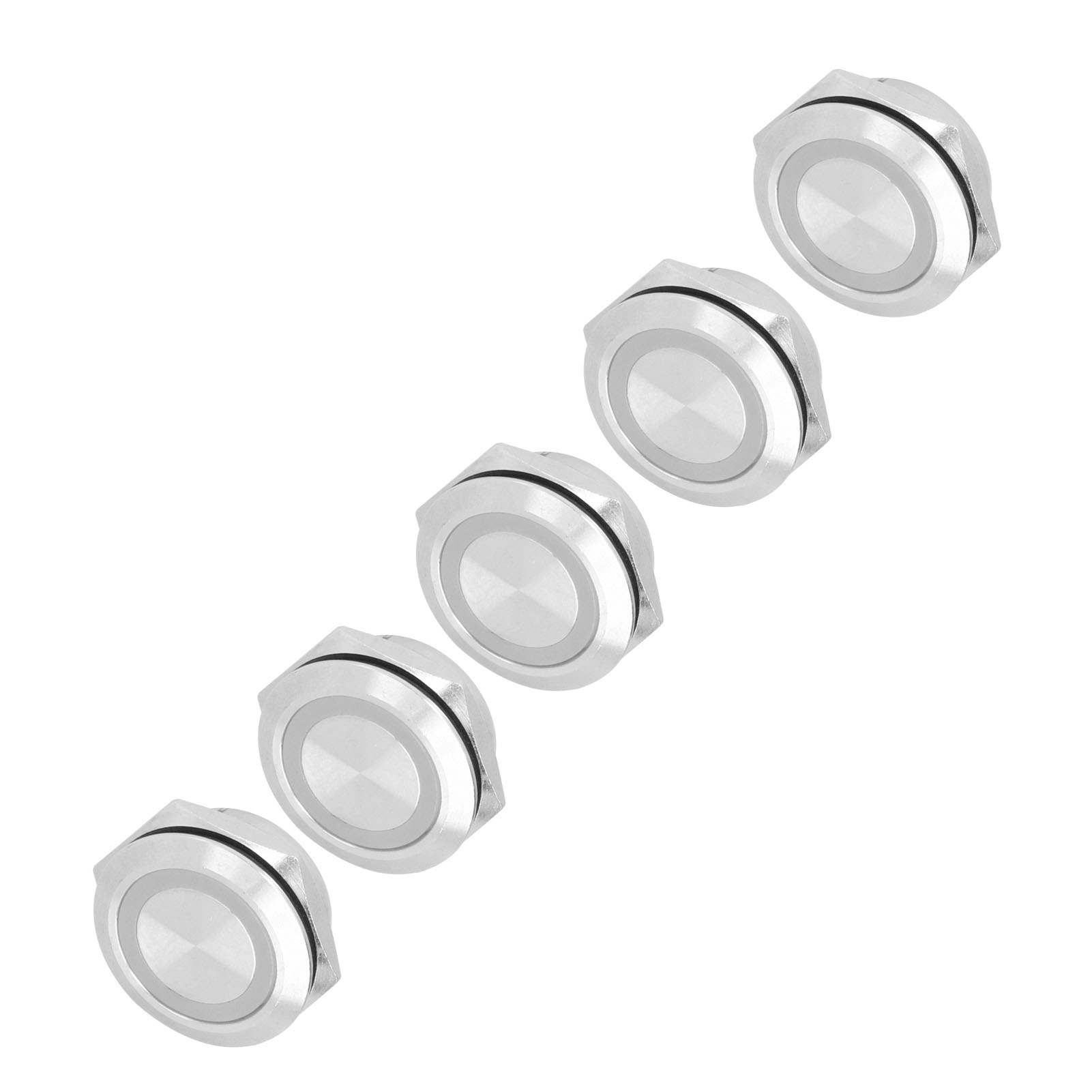 5 Stück Momenttaster Aus Metall, Automatische Rückstellung, Ultradünn, Wasserdicht Mit Led, 22 Mm, Dc 3–6 V, Gelb