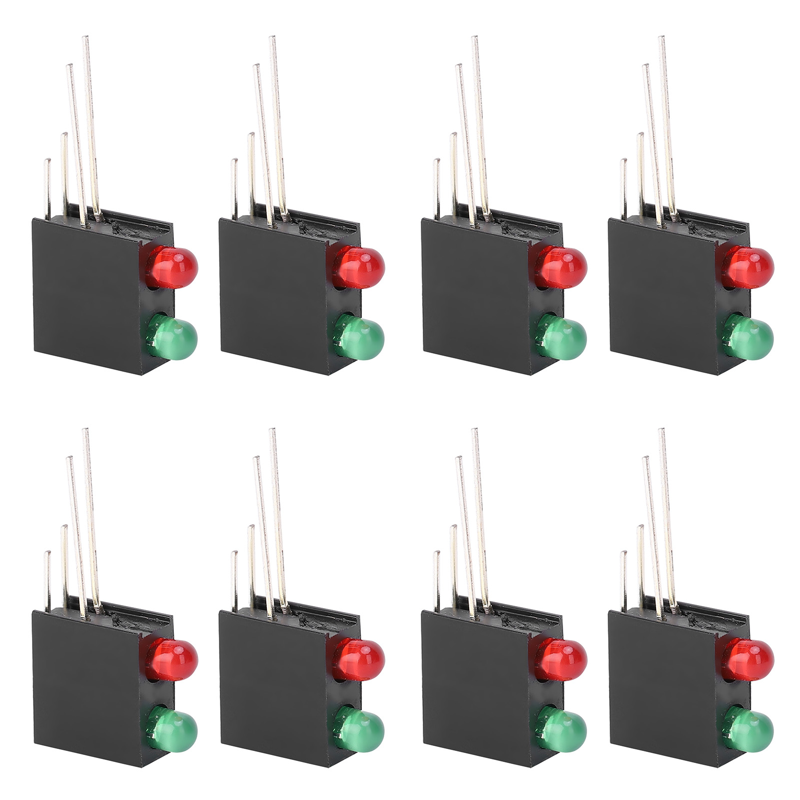 100 Stück Led-kunststoffhalterung, Zwei Löcher, Schwarz, Quadratisch, 90°-gebogener Sockel, Mit Roter Und Grüner Beleuchtung, 3 Mm