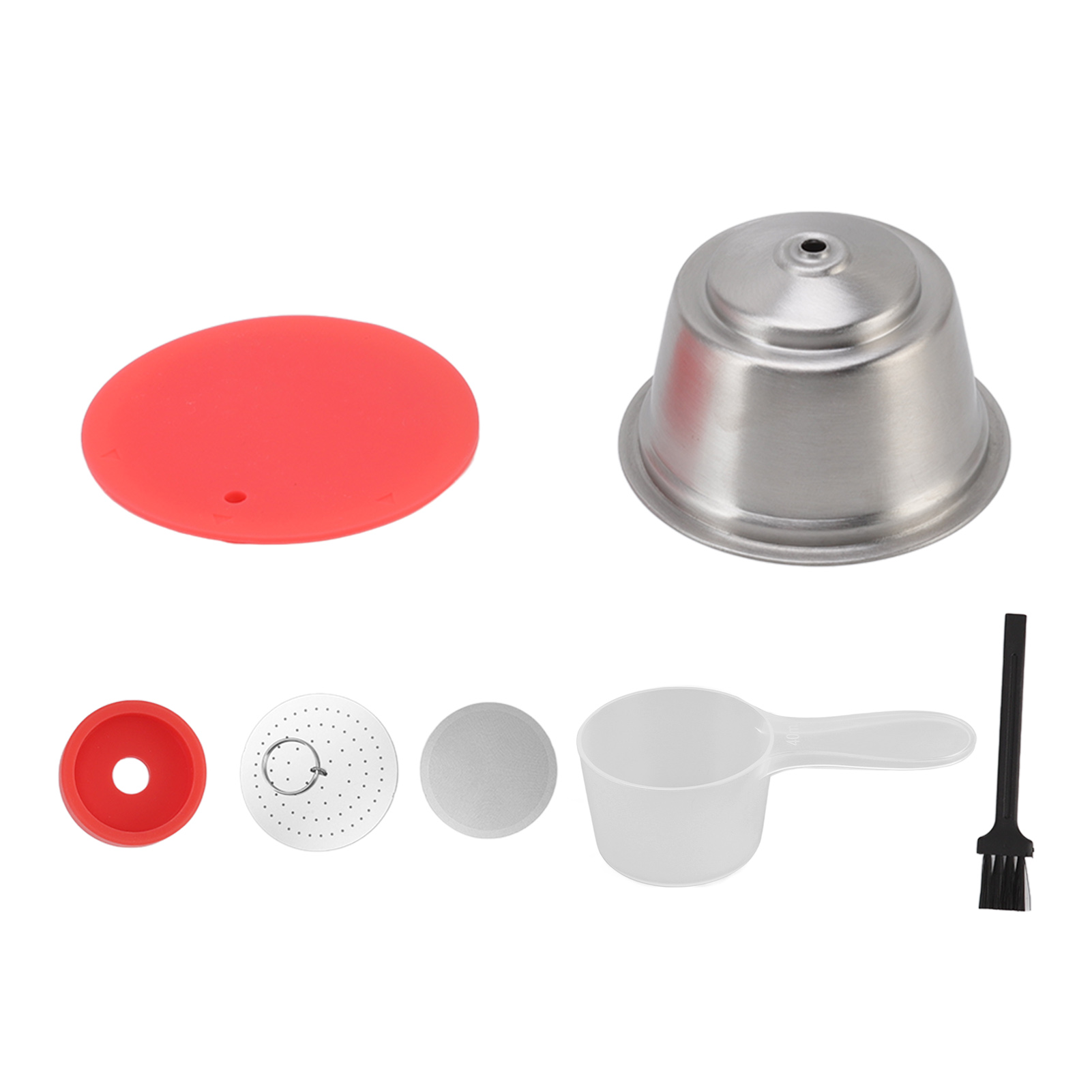 Wiederbefüllbare Edelstahl-kaffeekapseln, Wiederverwendbarer Kaffeefilter Und Pulverdeckel Für Dolce Gusto Rot