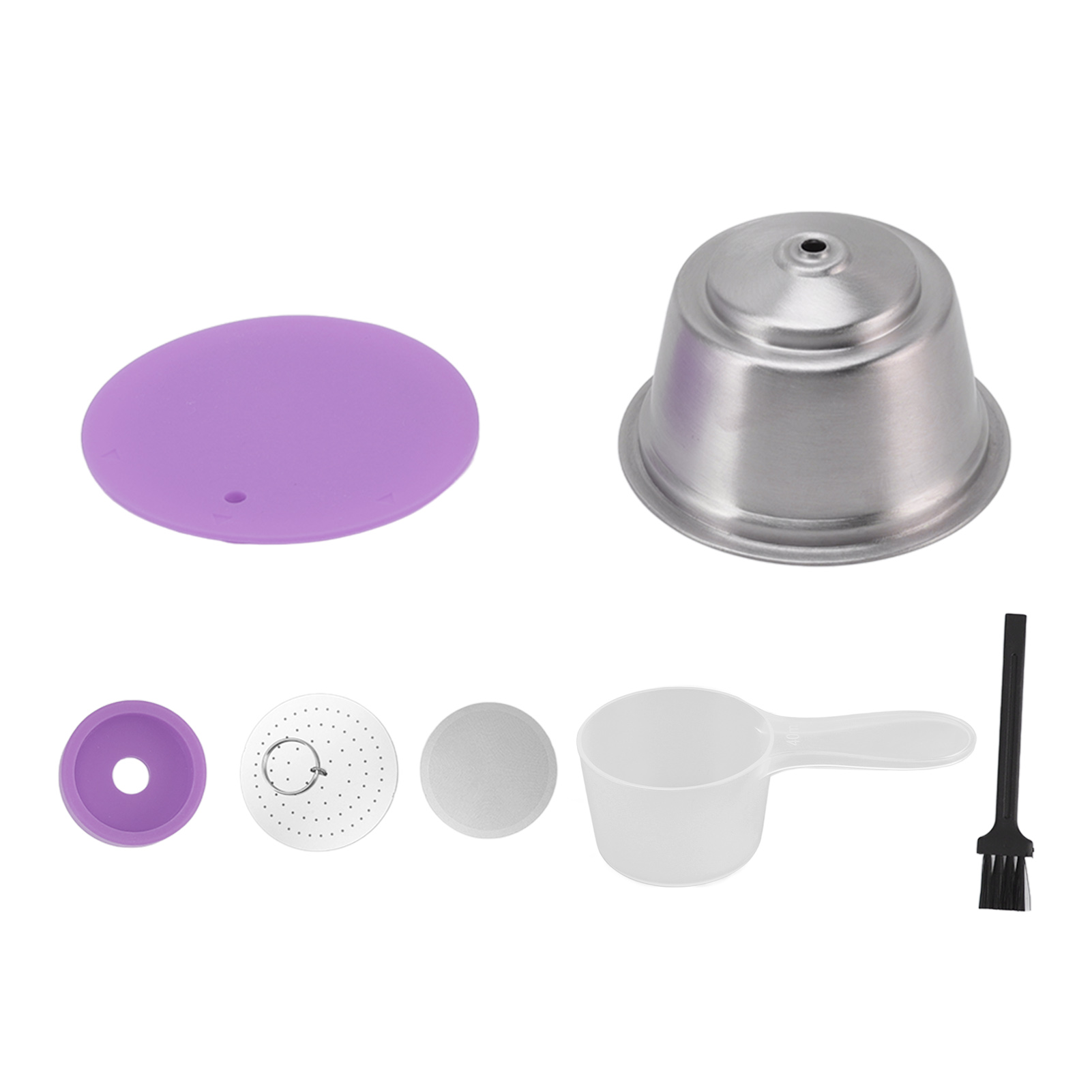 Wiederbefüllbare Edelstahl-kaffeekapseln, Wiederverwendbarer Kaffeefilter Und Pulverdeckel Für Dolce Gusto, Lila