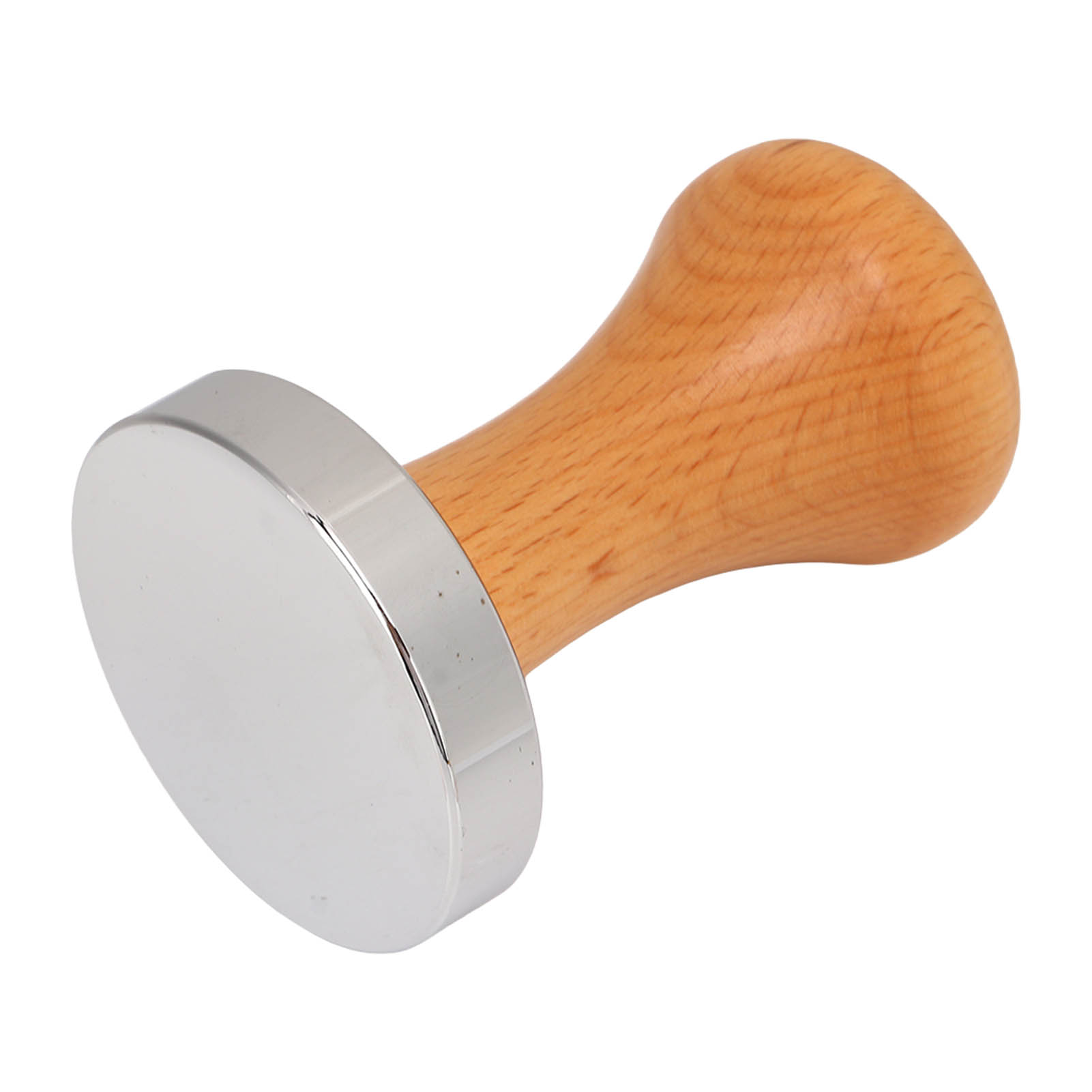 Kaffeetamper Aus Edelstahl Mit Flachem Boden, Handtamper Mit Holzgriff, 53 Mm / 2,1 Zoll
