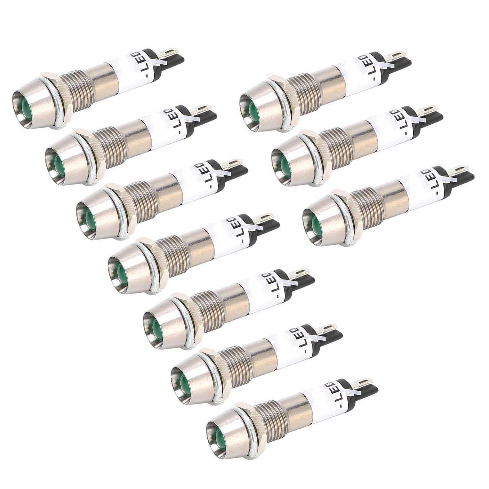 10 Stück Ac 220v Kontrollleuchte/signallampe, 8mm Befestigungsloch, Stromversorgung, Betriebssignal, Grün