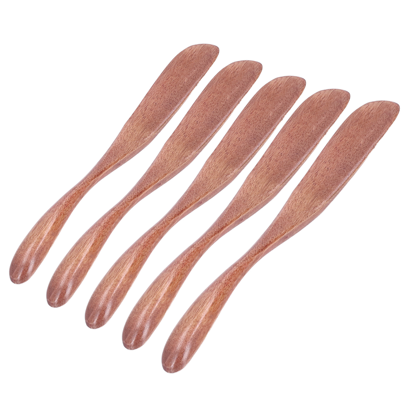 5-teiliges Hölzernes Buttermesser-, Marmeladen- Und Käsestreicher-geschirr Im Japanischen Stil Für Brot Und Gesichtsmasken, Dunkle Lackierung