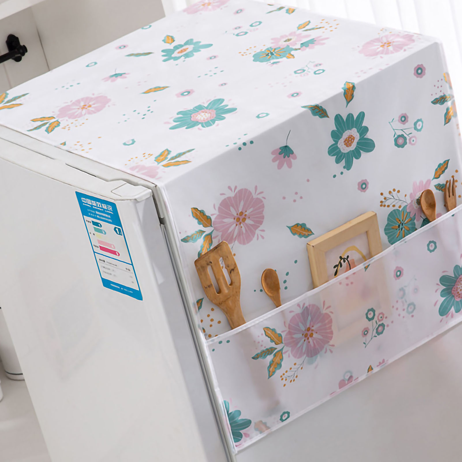 Kühlschrank-staubschutzhülle Aus Peva, Wasser- Und Ölabweisend, Modisches Blumenmuster, 130 X 55 Cm