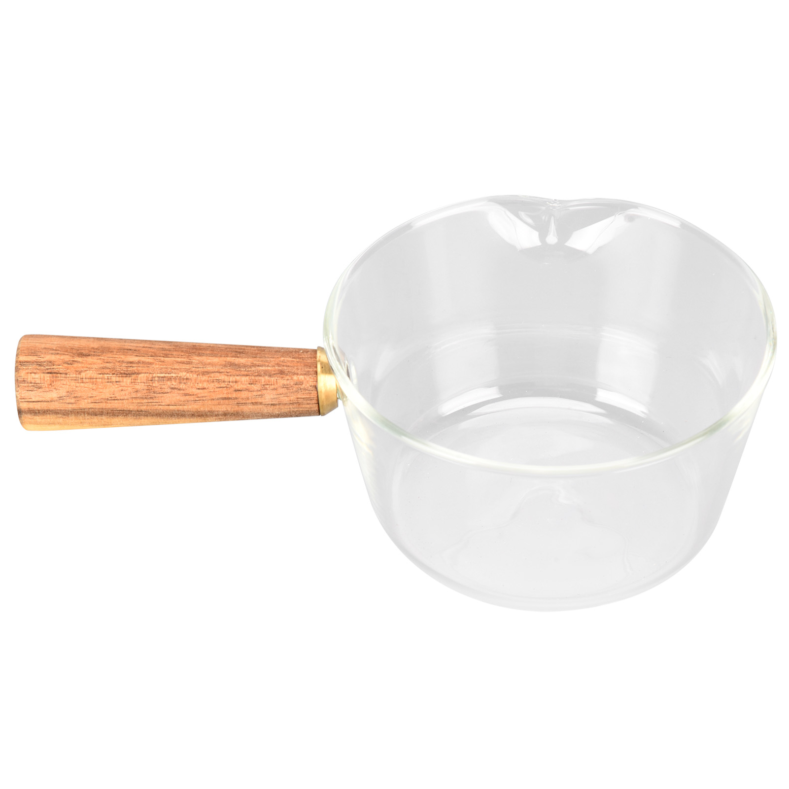 Glasmilchtopf Mit Holzgriff, V-förmigem Ausguss, Nudeltopf, Kochtopf, Küchenutensil, 400 Ml
