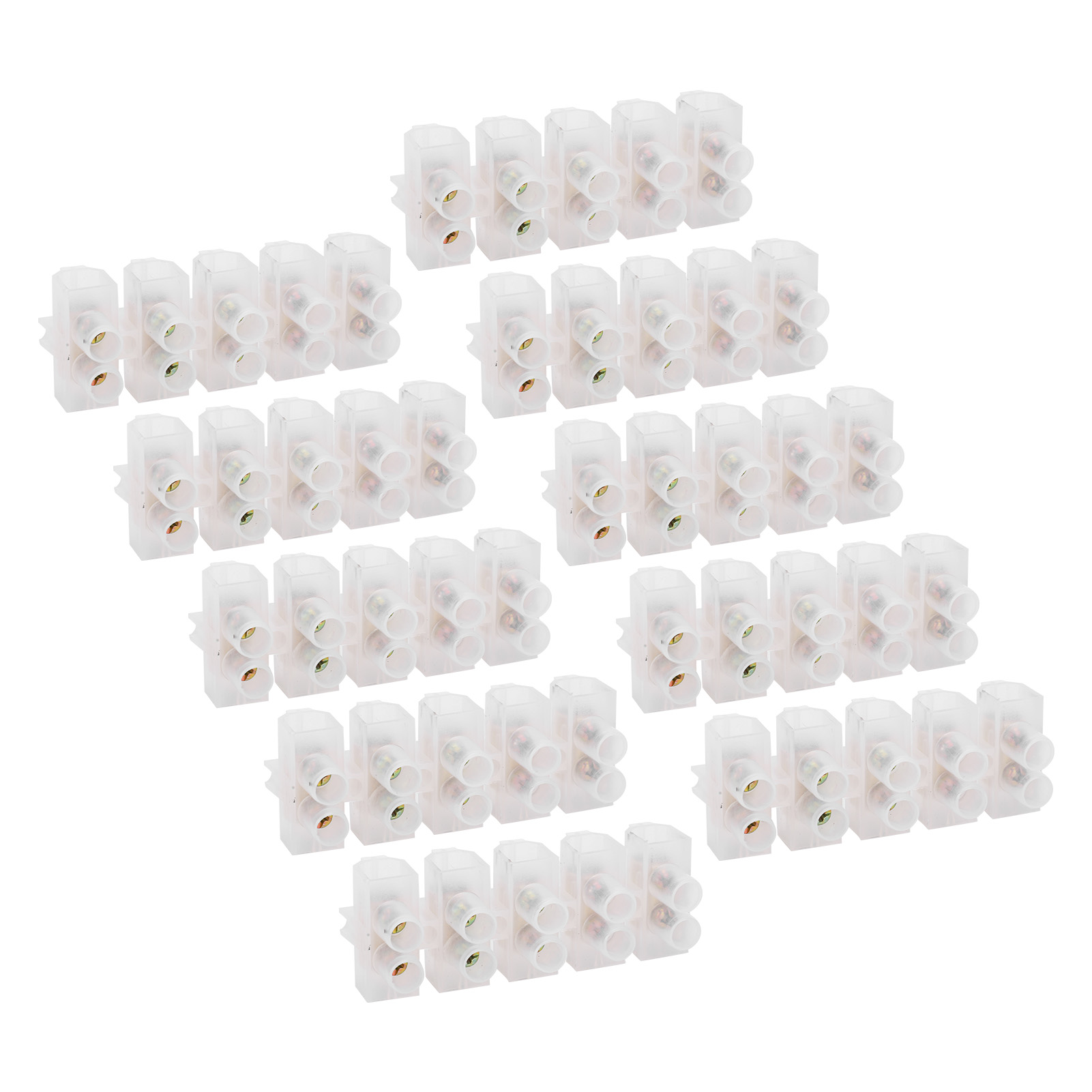 50 Stück Klemmenleisten-set, Durchgangstyp, Flammhemmende Drahtverbinder, 60 A, Industriebedarf, 5 Eingänge, 5 Ausgänge