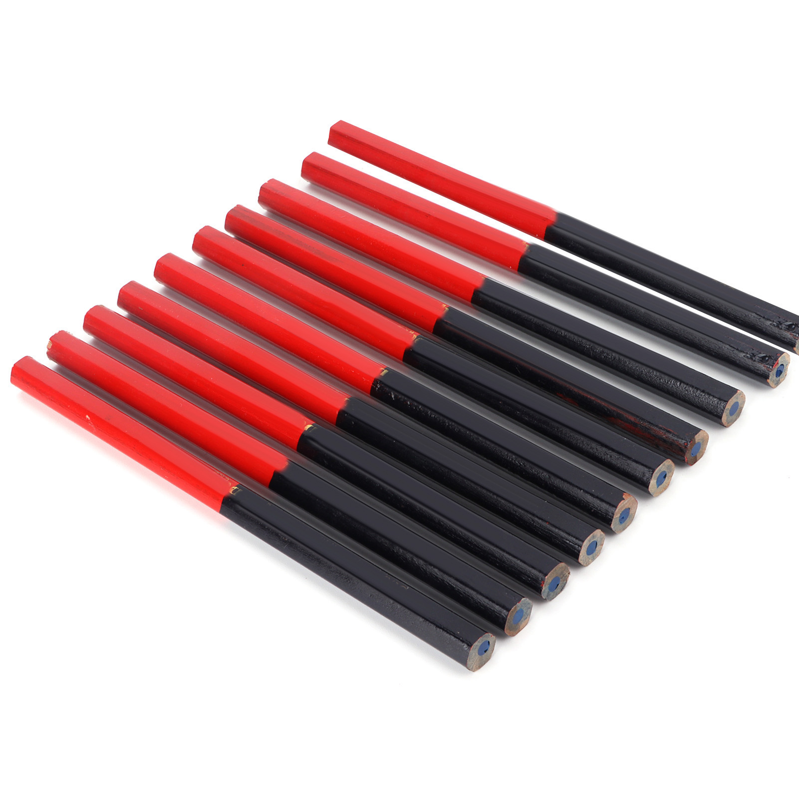 10 Zimmermannsbleistifte, Rot Und Blau, 2-kern, Sechskant, 2-spitzen, Diy-holzbearbeitungsmarker, Handwerkzeug
