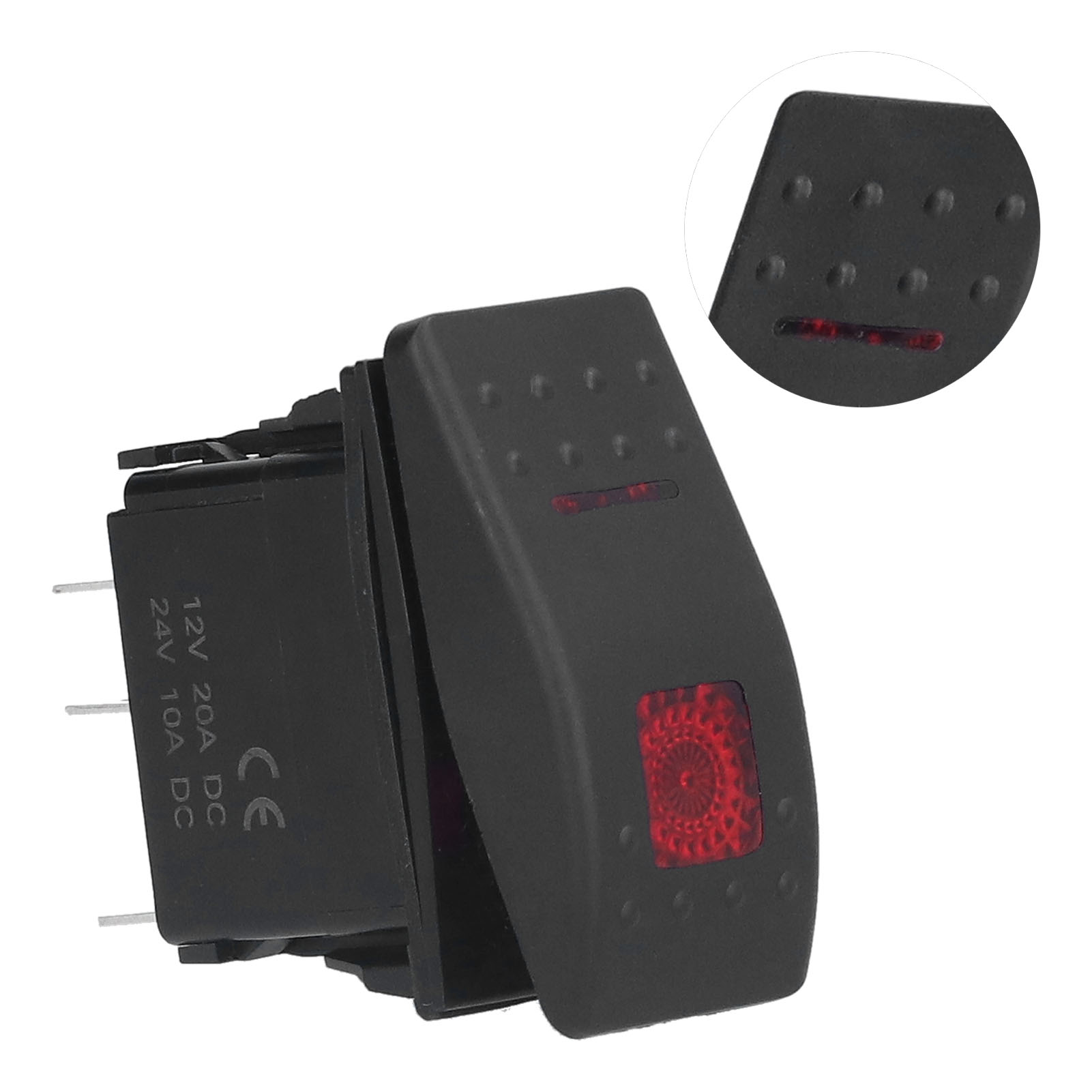2 Stück Wasserdichte Kippschalter Ein/aus Für Pkw, Boote, Lkw, 5-polig, 12–24 V, Rotes Lichtmodell