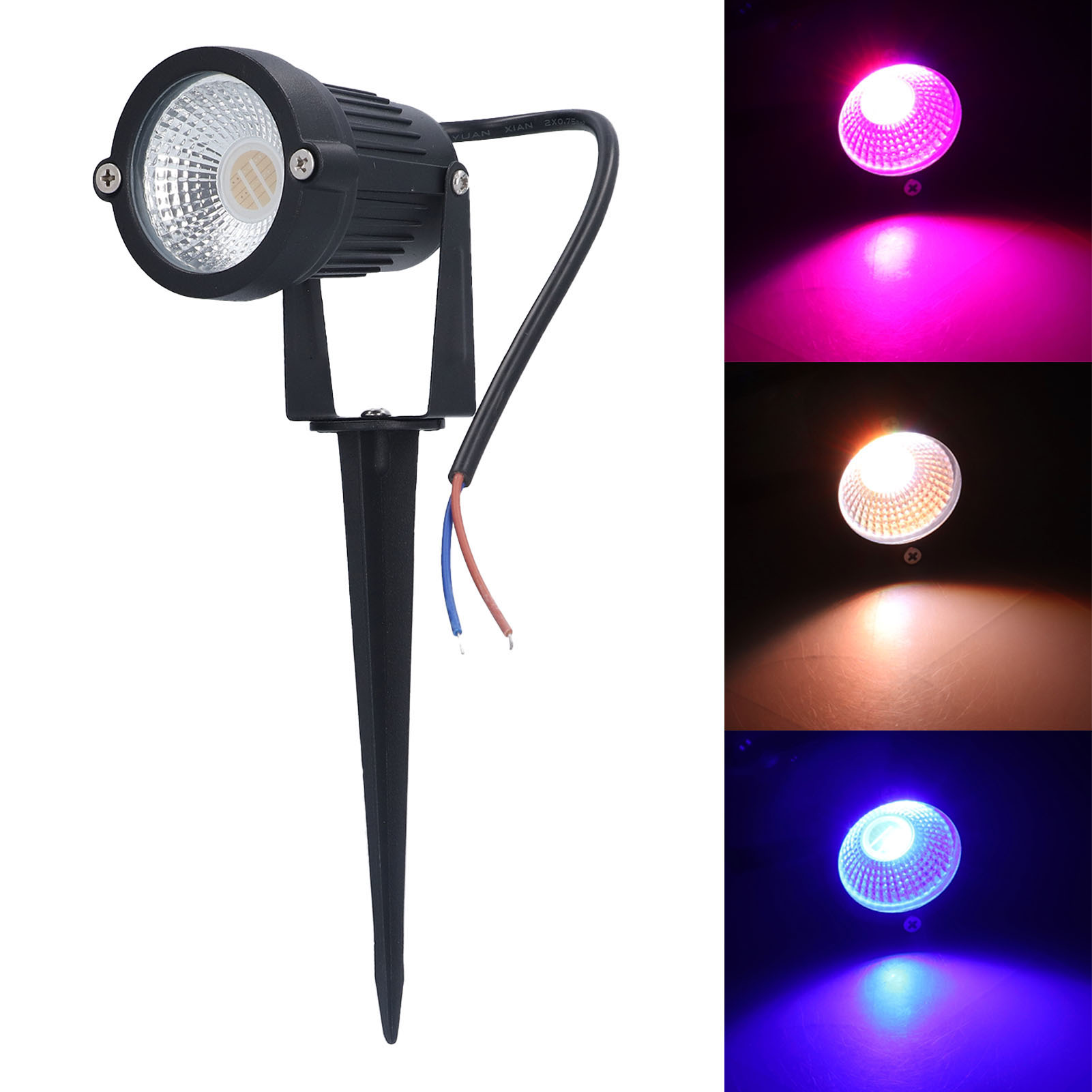 Led-strahler 6w Rgb Wasserdichter Rasenfluter Gartenstrahler Rund Bodeneinbauleuchte 220v