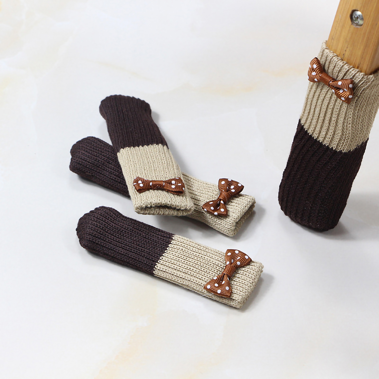 Doppelt Gestrickte Socken Für Tischbeine, Stuhlbeine Und Hocker, Verdickte, Abriebfeste Möbelbezüge Mit Geräuschdämpfung, Bodenschutz Mit Schleife