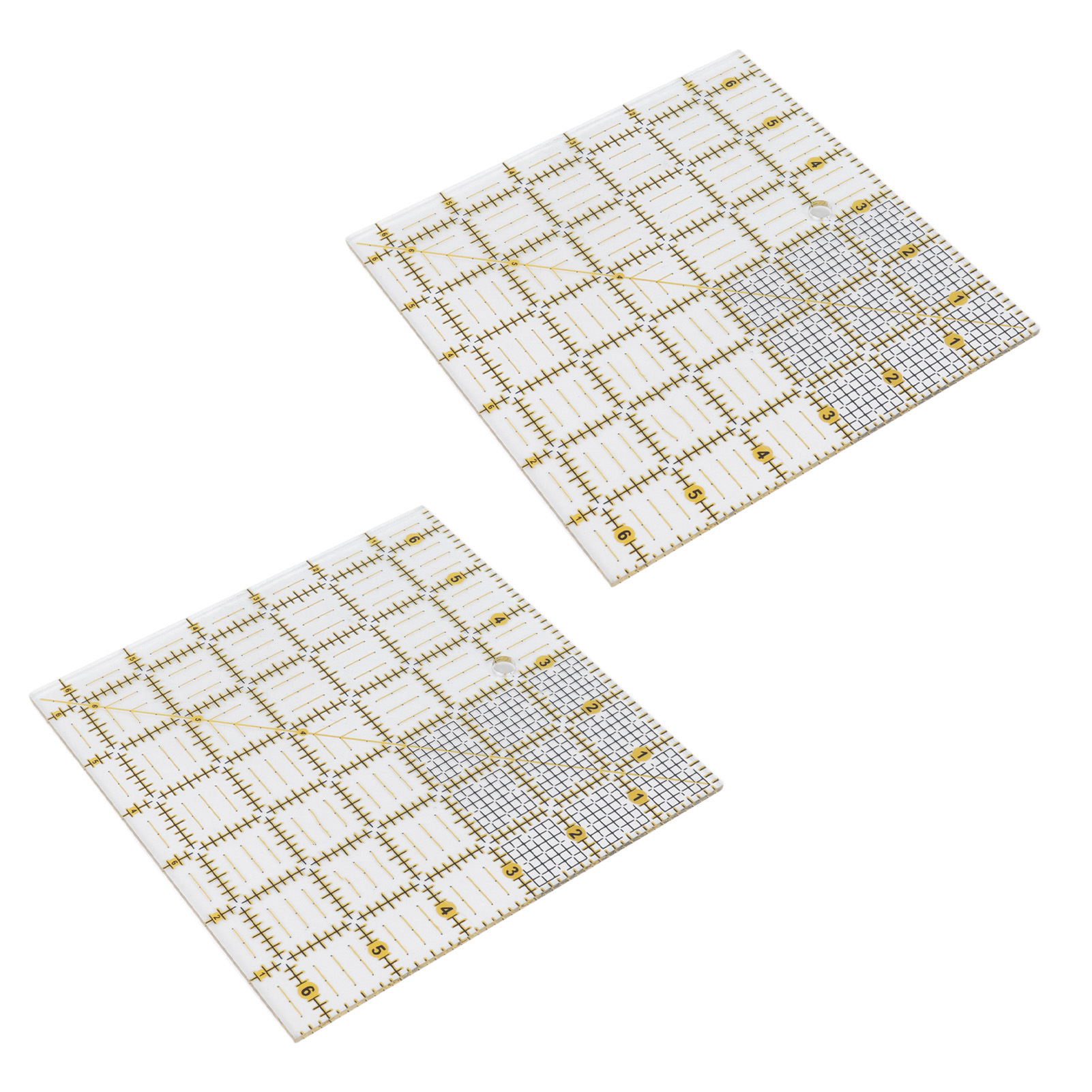 2 Stück Quiltlineal, Zweifarbiges Acryl-stoffschneidelineal Mit Rasterlinien Zum Quilten Und Nähen
