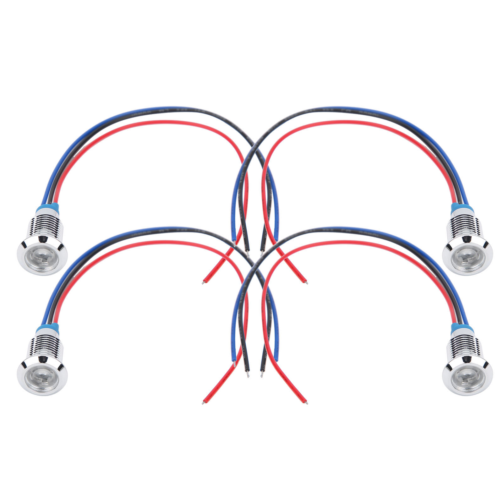 4 Sets Vorverdrahtete Runde Leds, Wasserdicht, Metall, 2-farbig, Gemeinsame Anode, 3-6v, 10mm (rot Und Blau)
