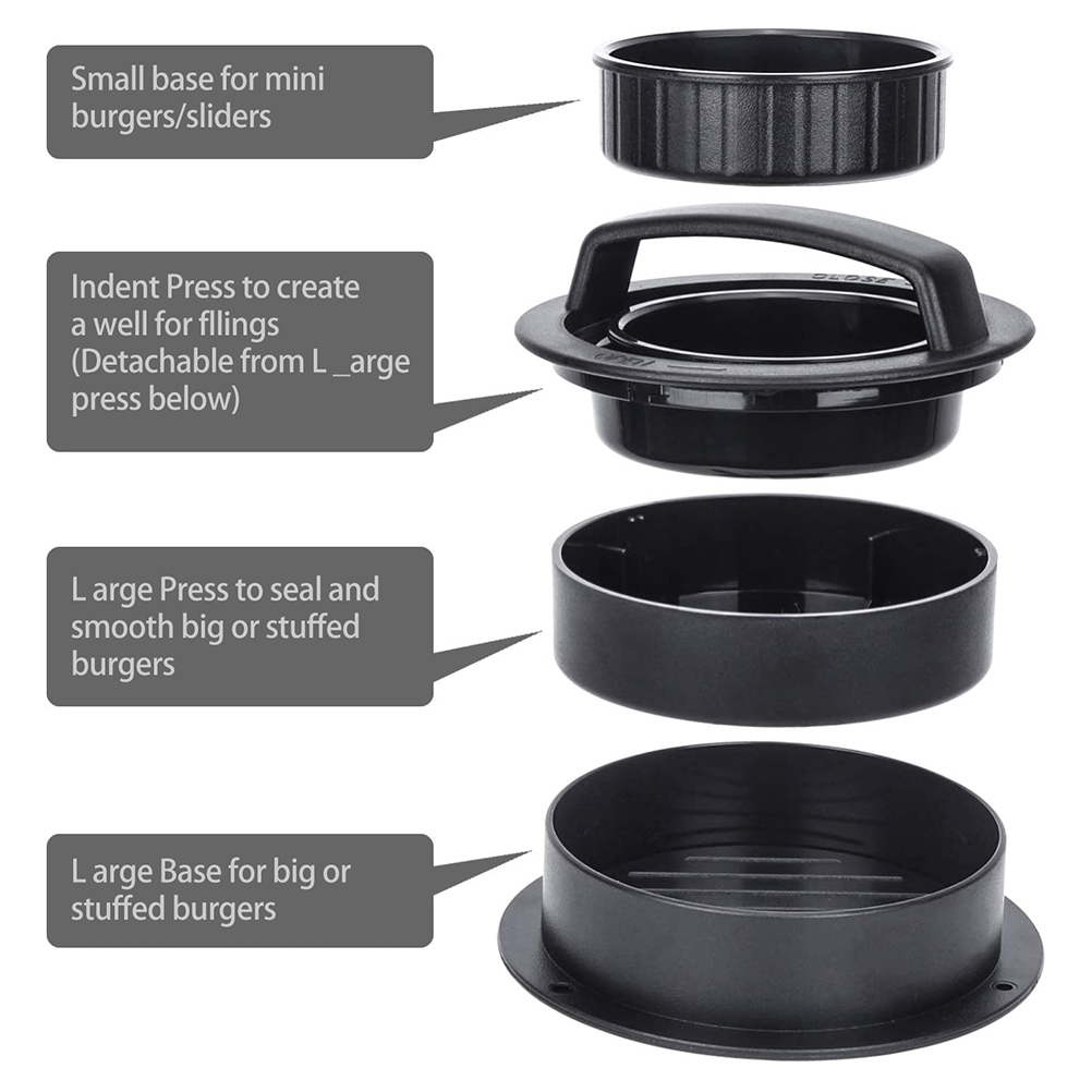 Hamburgerpresse, Hamburger-patty-formen, 3-in-1-hamburger-patty-maker Für Normale Rindfleischburger, Antihaftbeschichtet, Küchen- Und Grillwerkzeug