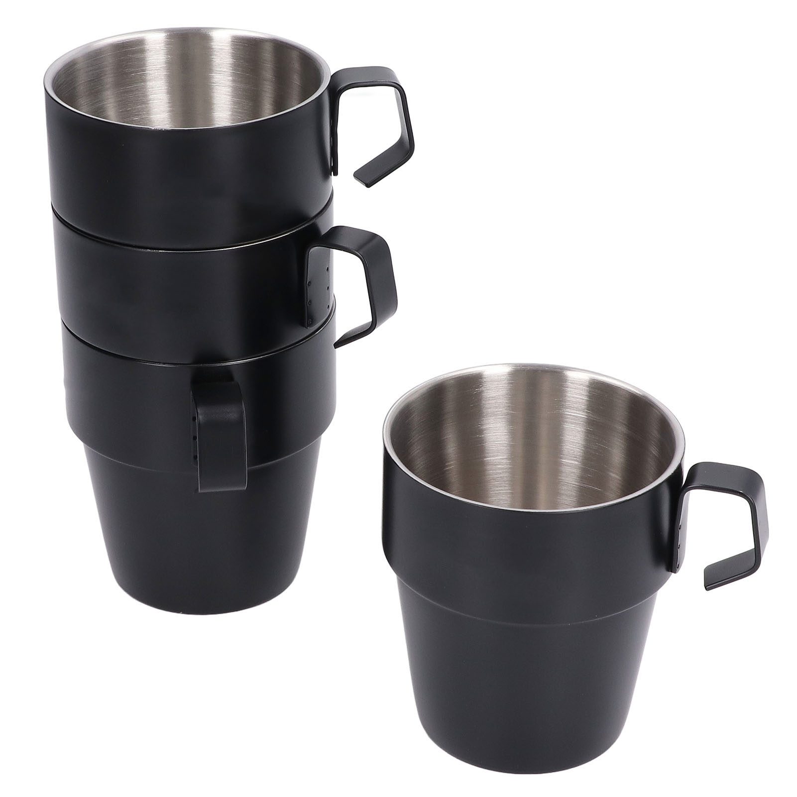 4er-set 300 Ml Edelstahl-kaffeebecher, Verdickt, Wärmeisolierend, Doppelwandig, Vakuumisoliert, Tragbarer Wasserbecher