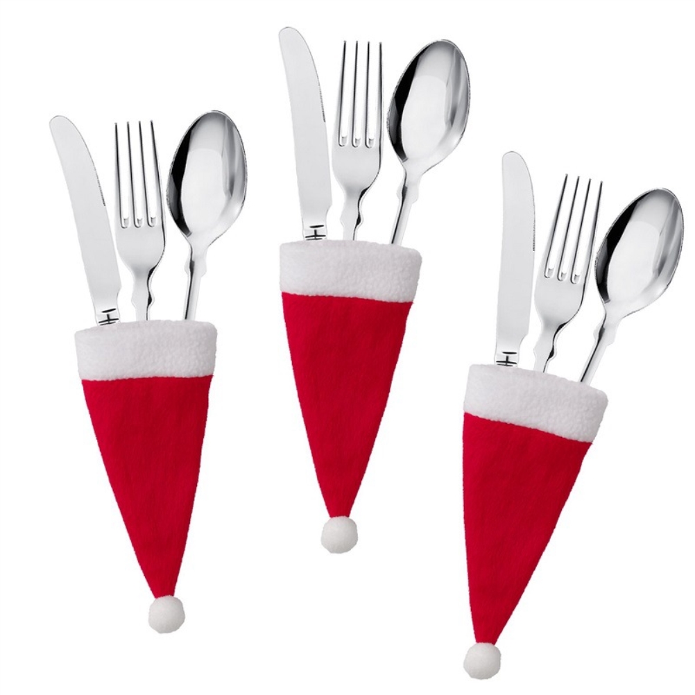 Besteckhalter Aus Gebürstetem Stoff Im Weihnachtsmann-kostüm, Robust, Für Messer, Gabel Und Essstäbchen, Dekoration Für Partys, Hochzeiten, Esstisch